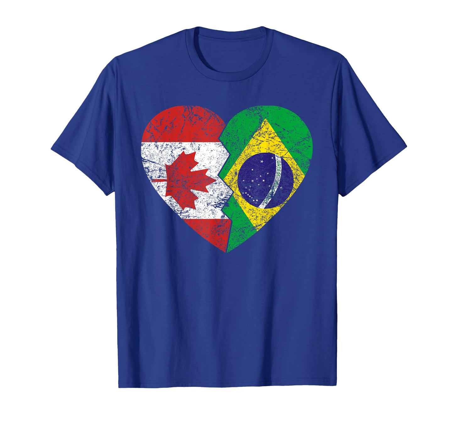 Brazilian Canadian Flags Heart | Canada Brazil Roots Vintage T-Shirt