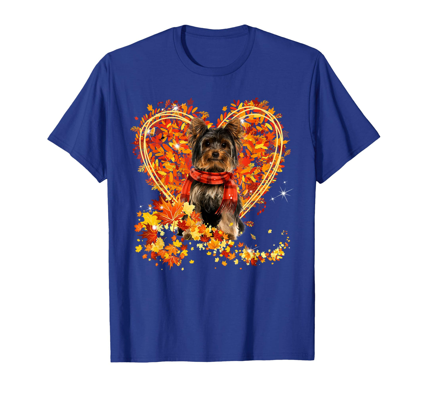 Yorkie Hello Autumn Leaves Heart Fall Thanksgiving T-Shirt