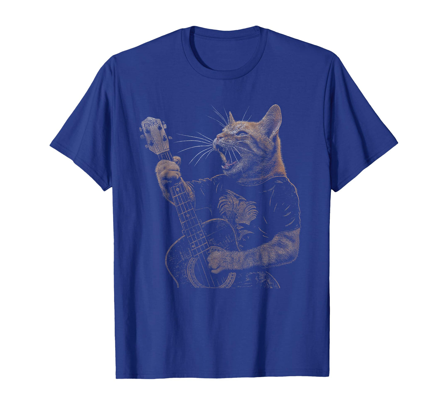 Funny Cat Guitar - Rock and Roll Music Band Concert Vintage T-Shirt for Men Women Kids