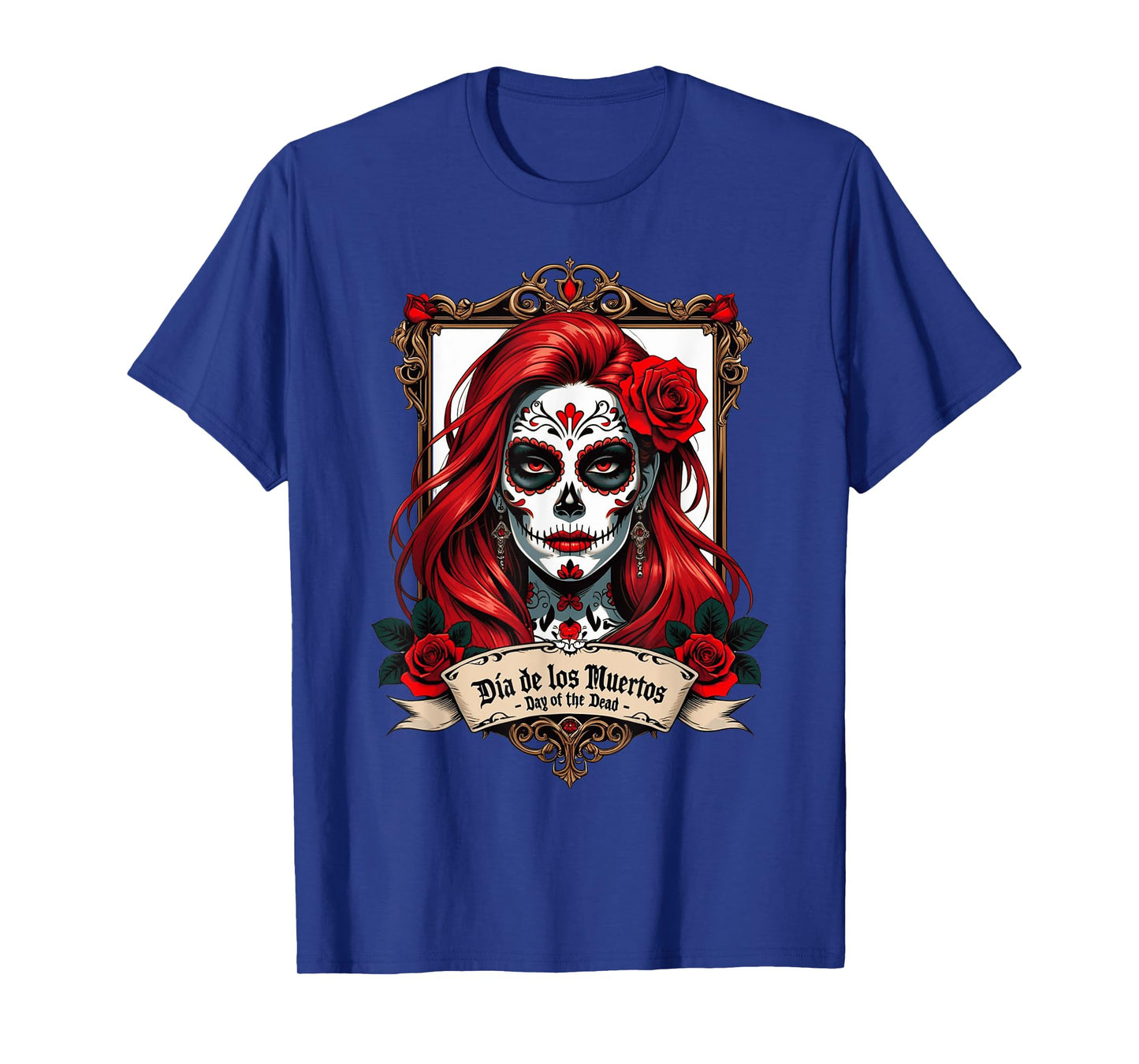 Floral Sugar Skull Day of the Dead Dia De Muertos T-Shirt