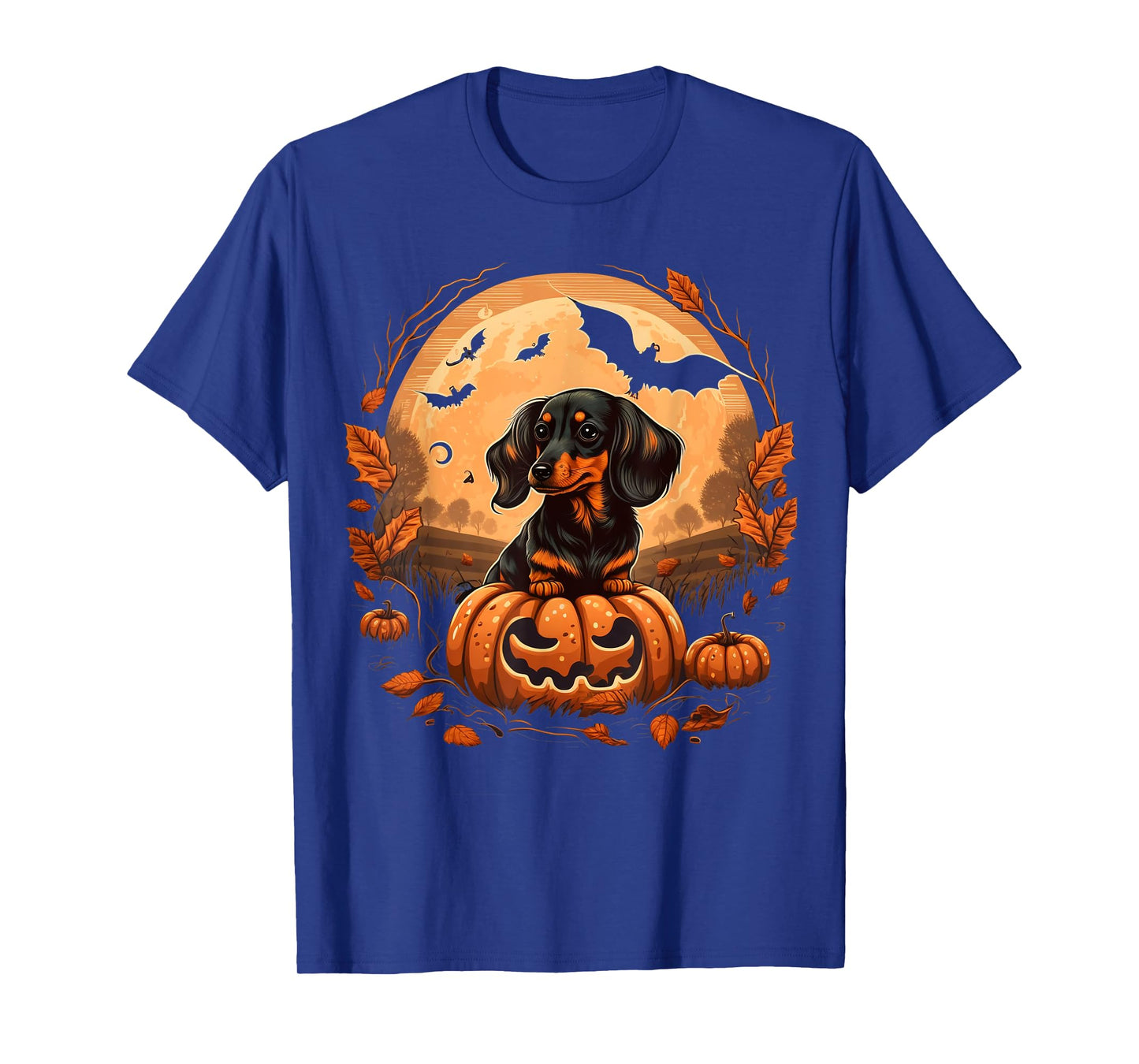 Pumpkin Dachshund costume on Dachshund Halloween T-Shirt