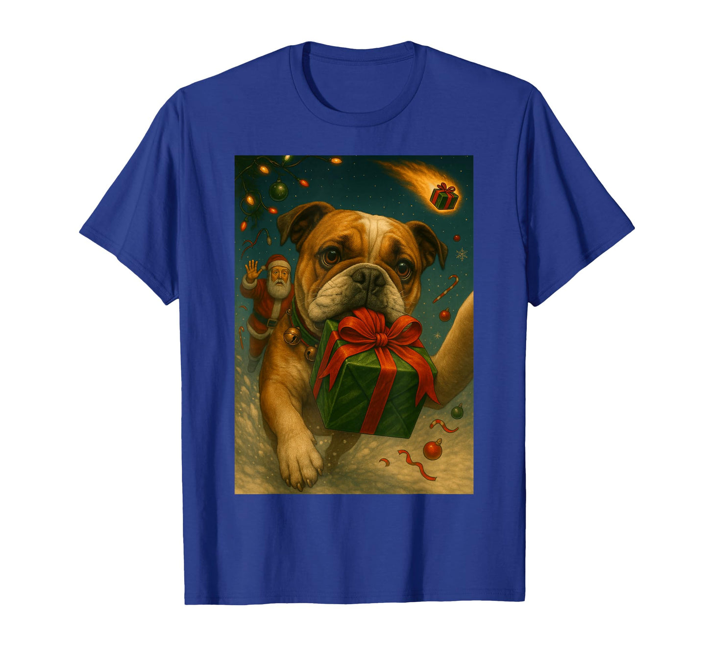 Christmas English Bulldog Shirt - Funny Dog Selfie & Santa T-Shirt