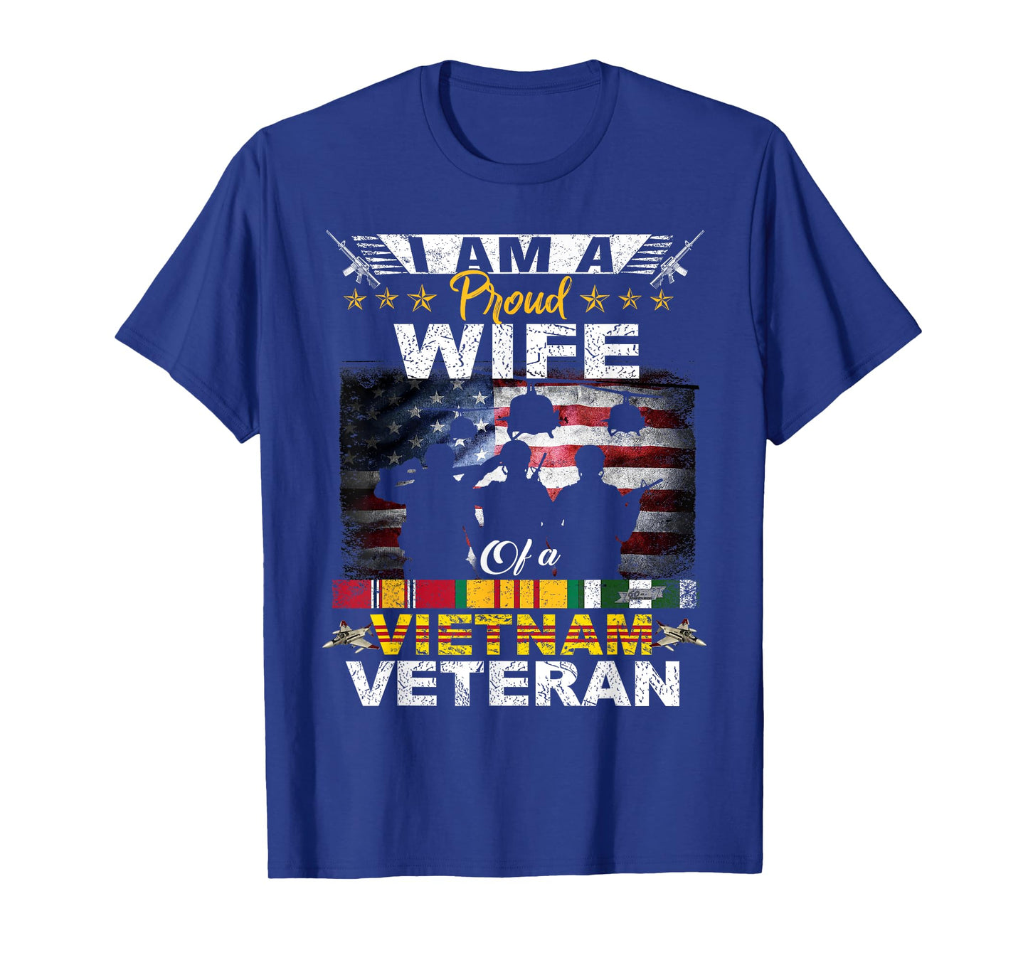Proud Wife Of A Vietnam Veteran US Flag Patrioitc Veteran T-Shirt