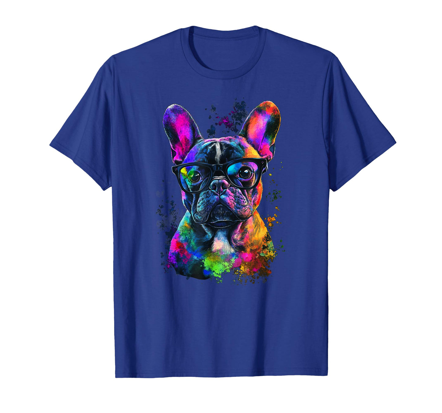 Colorful French bulldog Face Cute Puppy Dog Lover Men Women T-Shirt