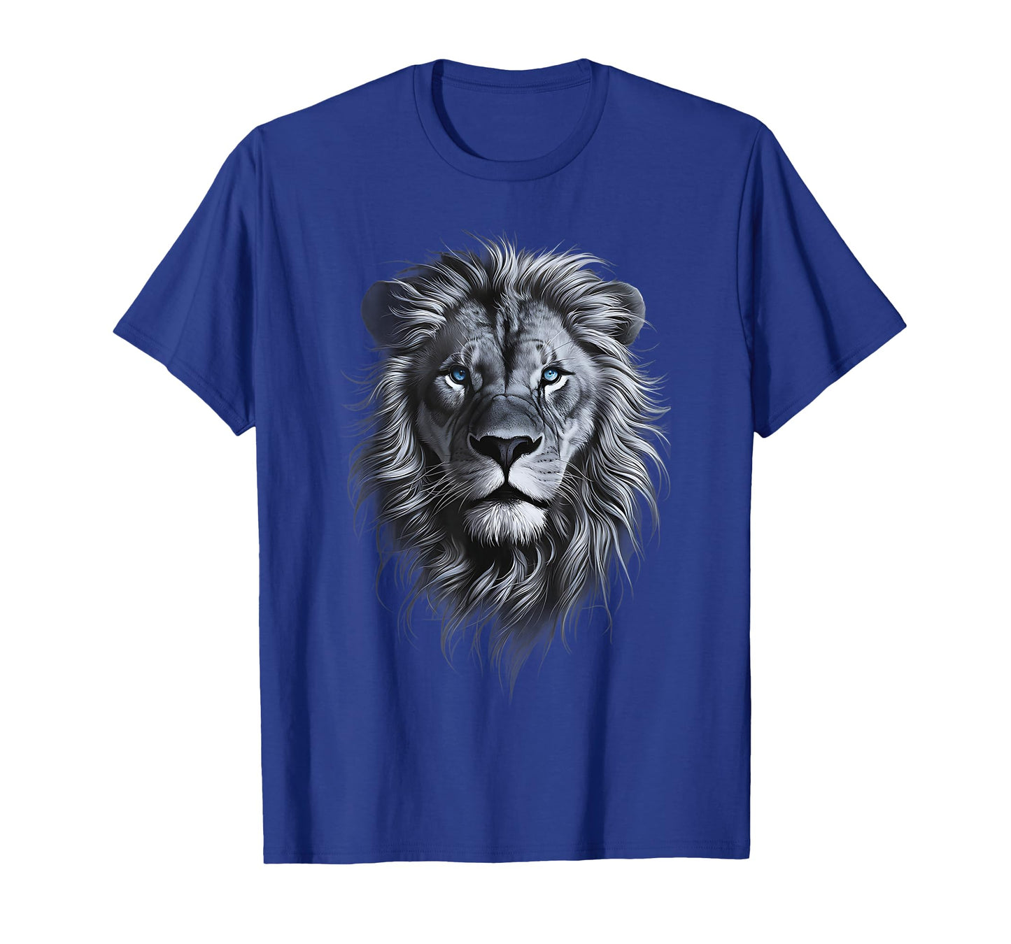 Lion Head With Blue Eyes Black art for lions lover Animals T-Shirt