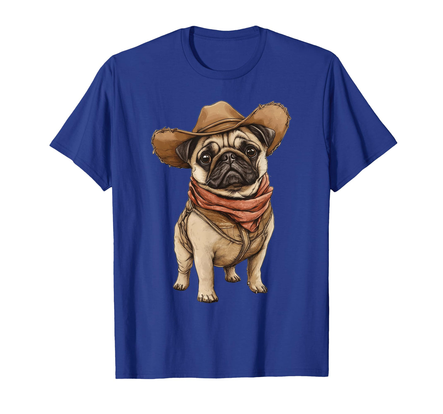 Pug Dressed As A Cowboy Funny Dog Pug T-Shirt