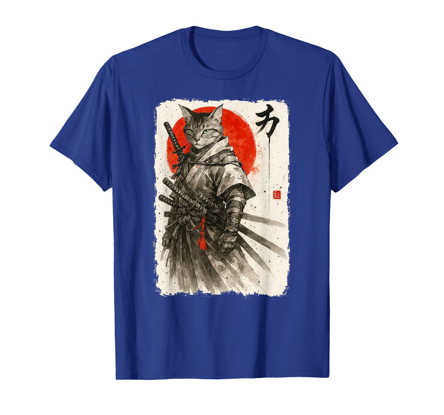 Samurai Cat Warrior Sumi-e Kawaii Japanese Art Cat Samurai T-Shirt
