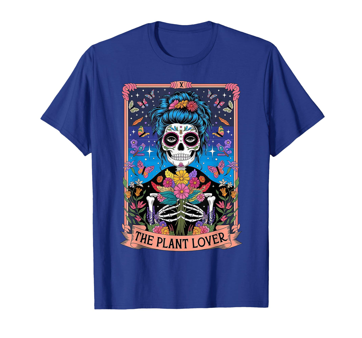 The Plant Lady Funny Mystic Skeleton Tarot Cards Plant Lover T-Shirt