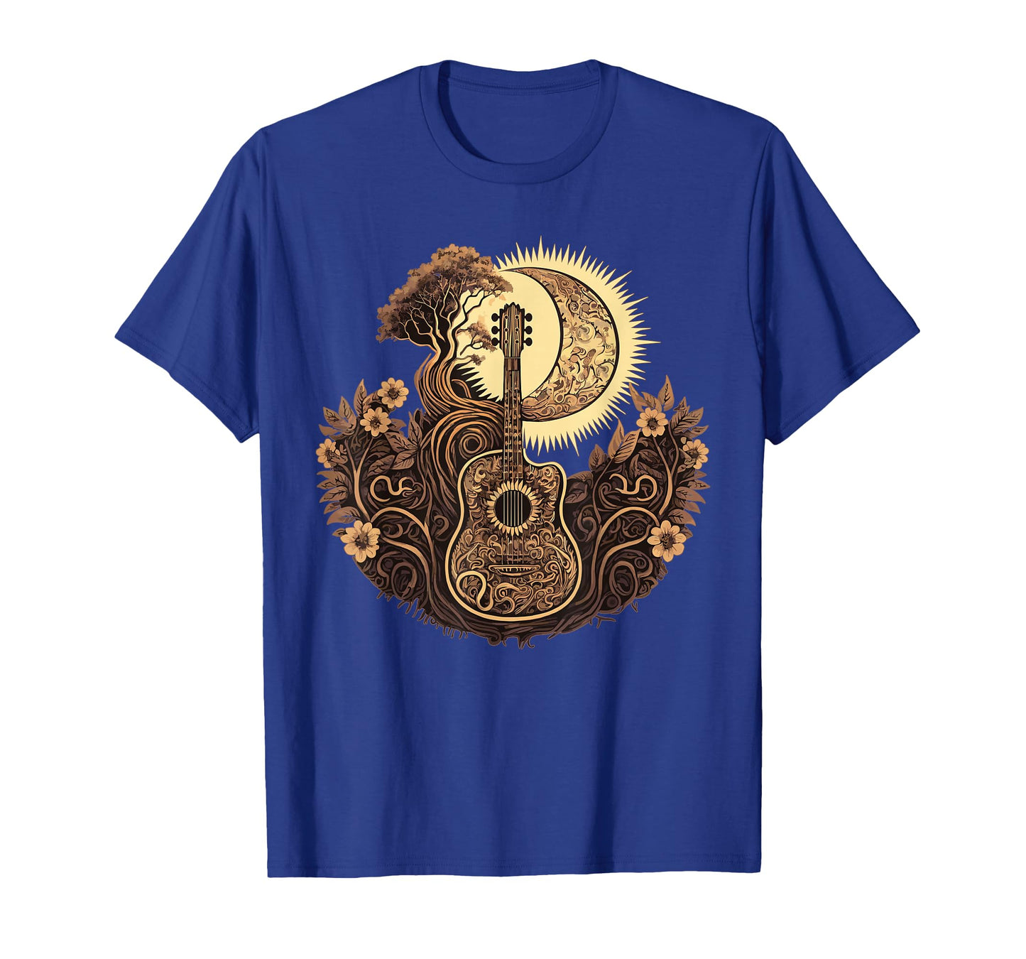 Acoustic Guitar Tree With Moon Guitarist T-Shirt T-Shirt
