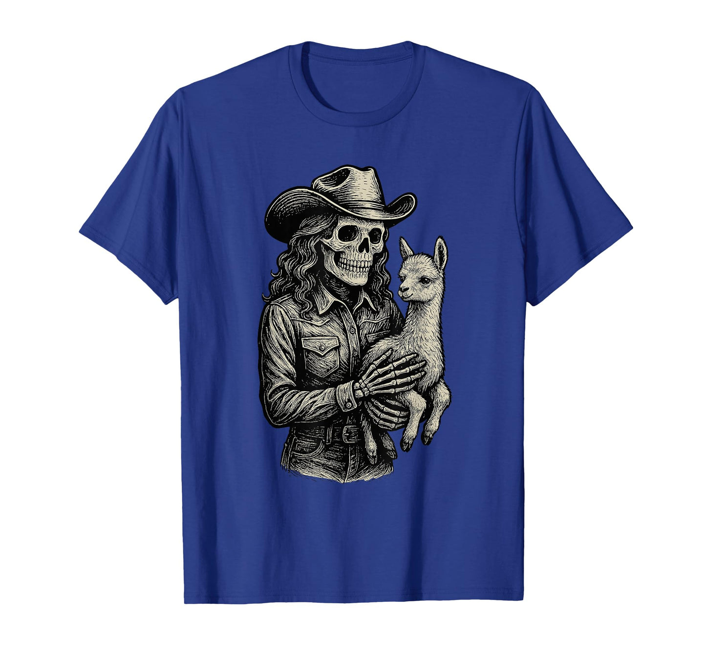 Skeleton Cowgirl Llama Cowboy Alt Goth Skull Western Gothic T-Shirt