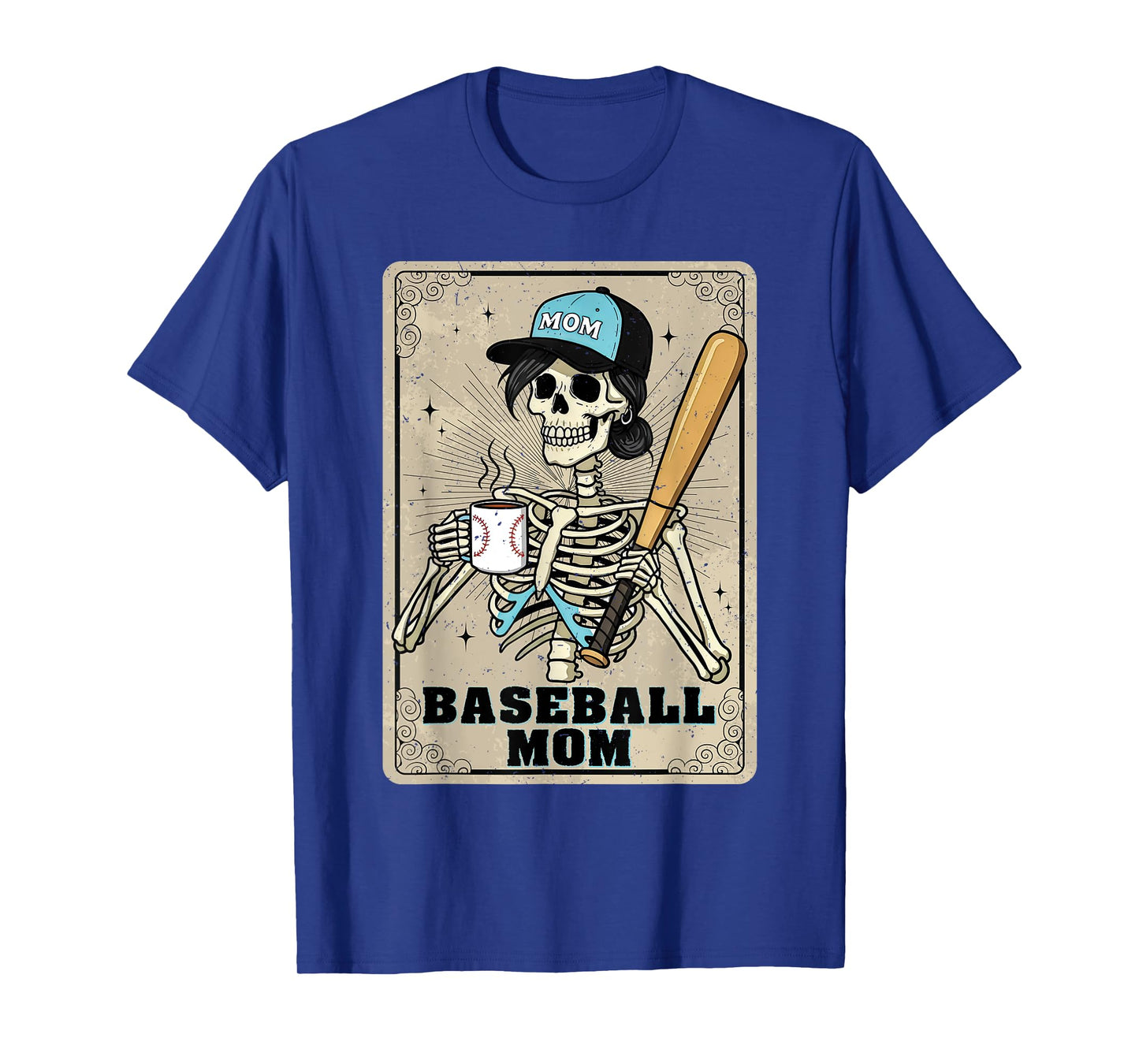 Baseball Mom Skeleton Vintage Tarot Card Funny Mother's Day T-Shirt