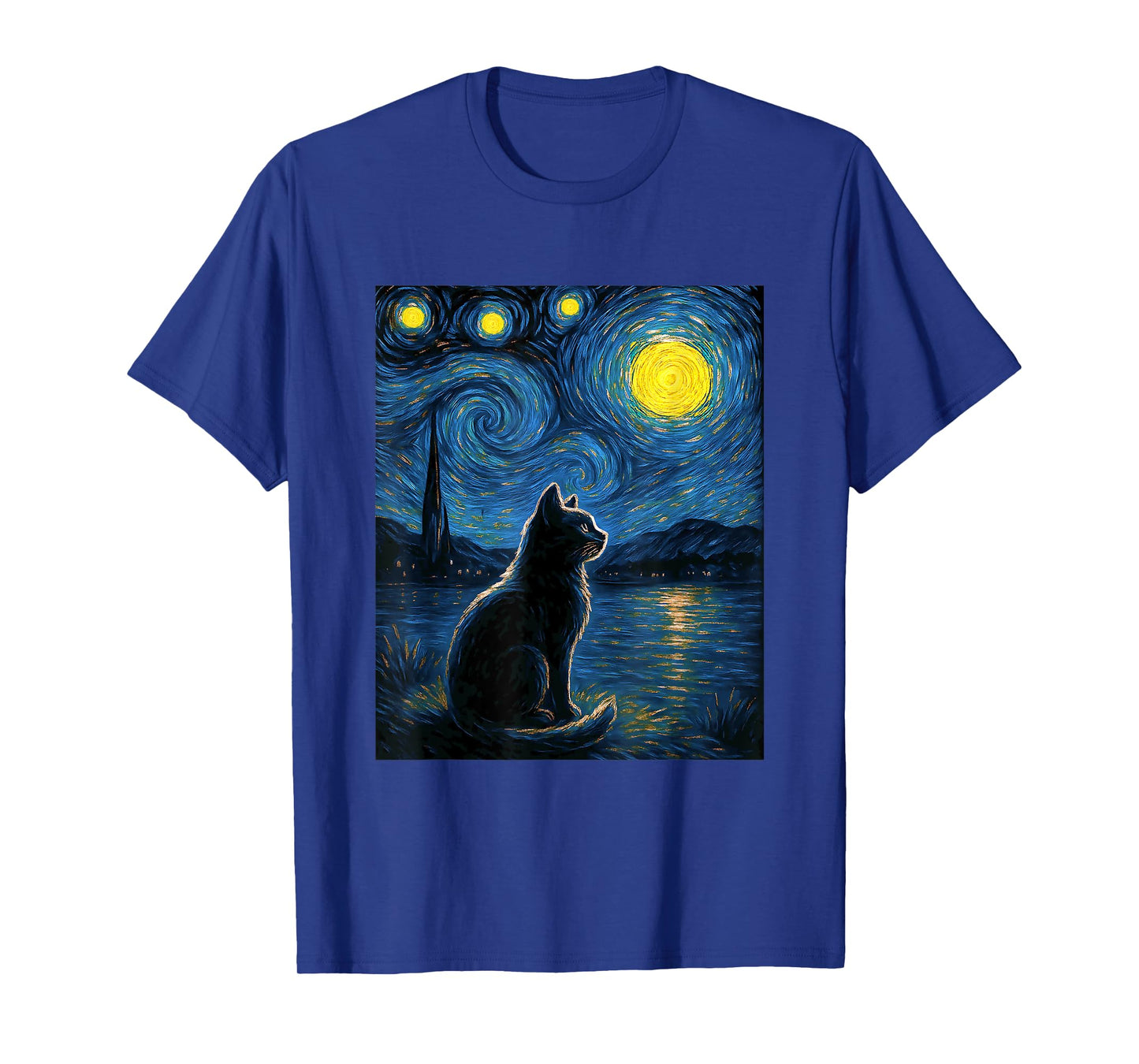 Black Cats Lover Starry Night Mom Dad Kids Men Youth Women T-Shirt