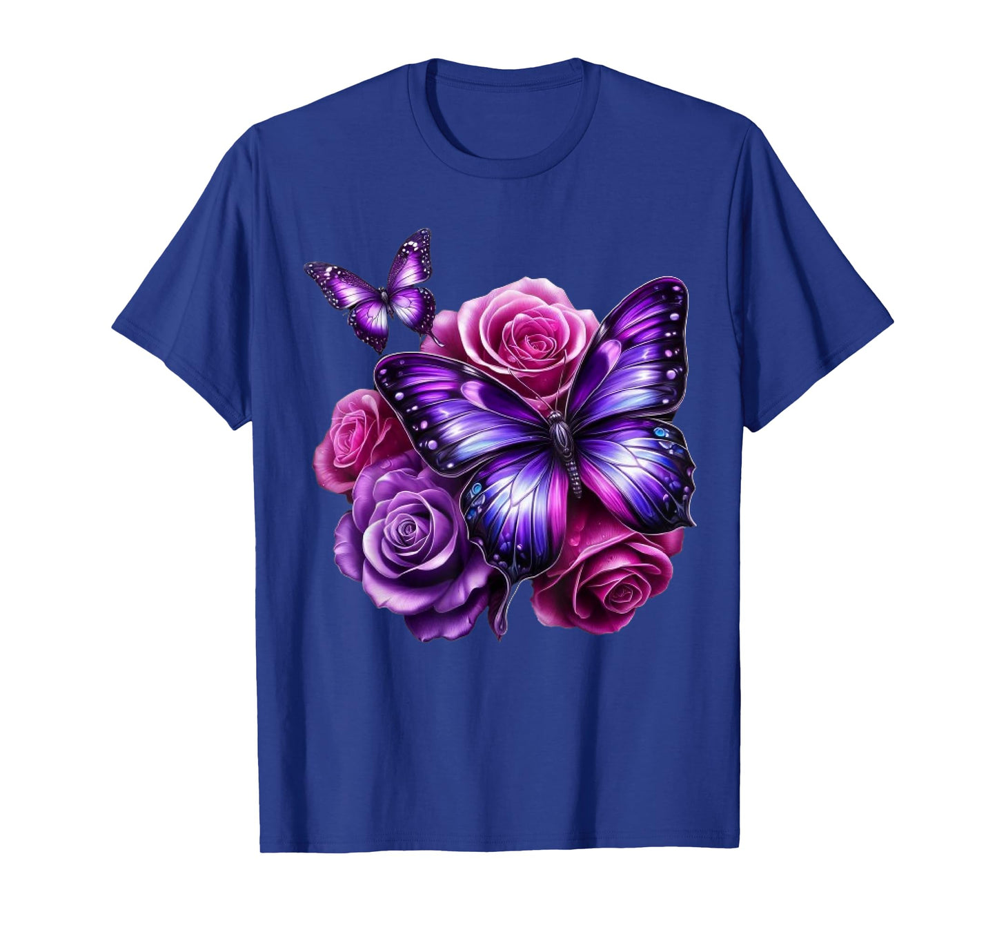 Beautiful Butterfly Purple Rose Butterfly Lovers Gifts Women T-Shirt