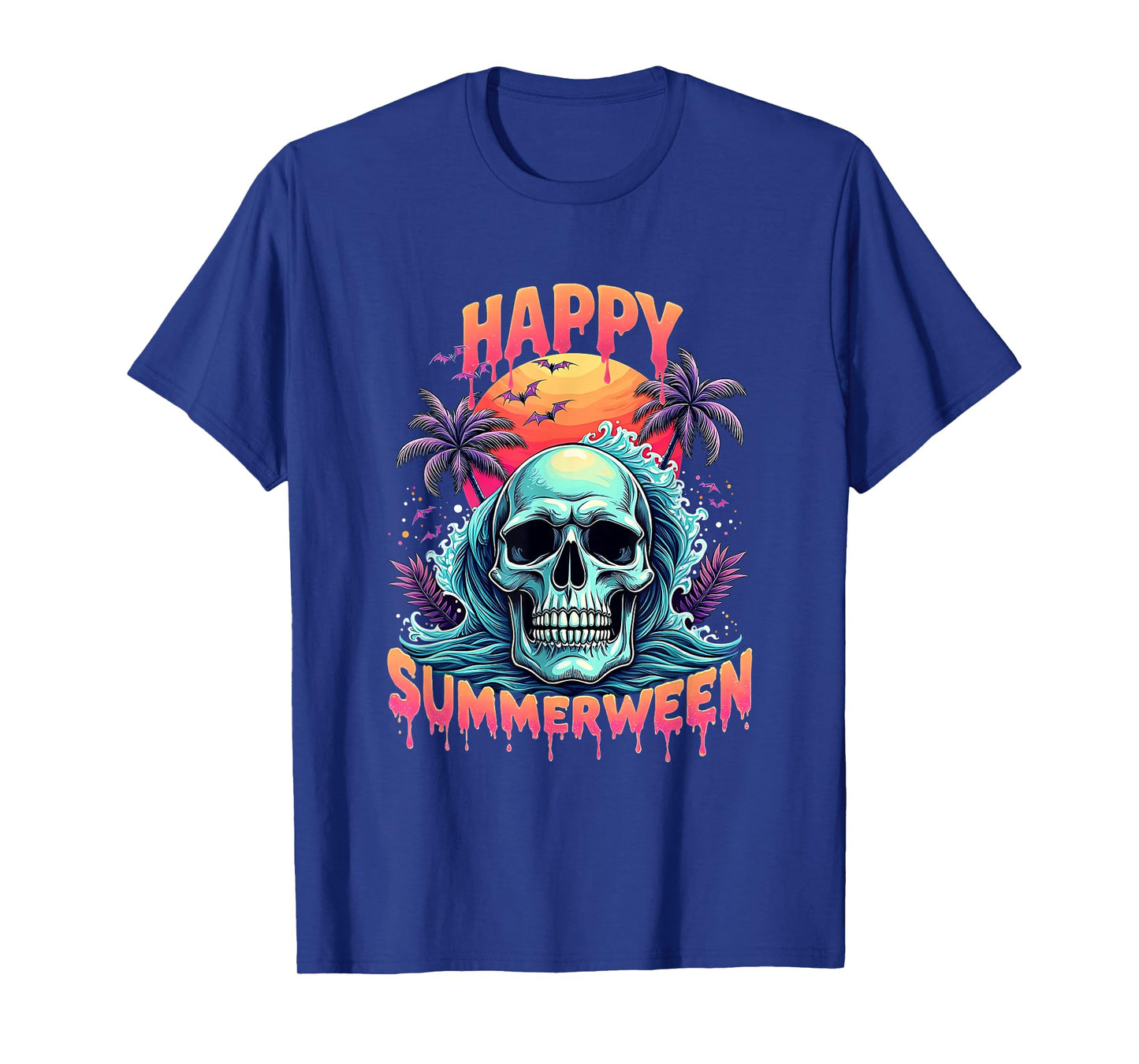 Happy Summerween Skeleton Summer Watermelon Jack-o-lantern T-Shirt