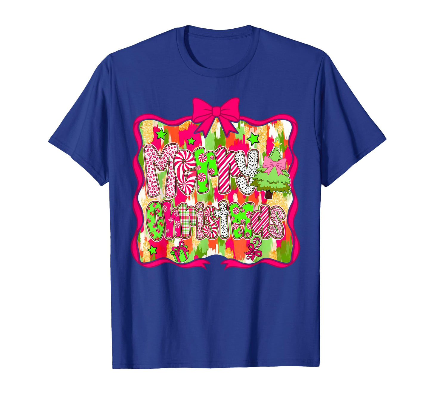 Merry Christmas Candy Coquette Bow Xmas Tree Family Girly T-Shirt