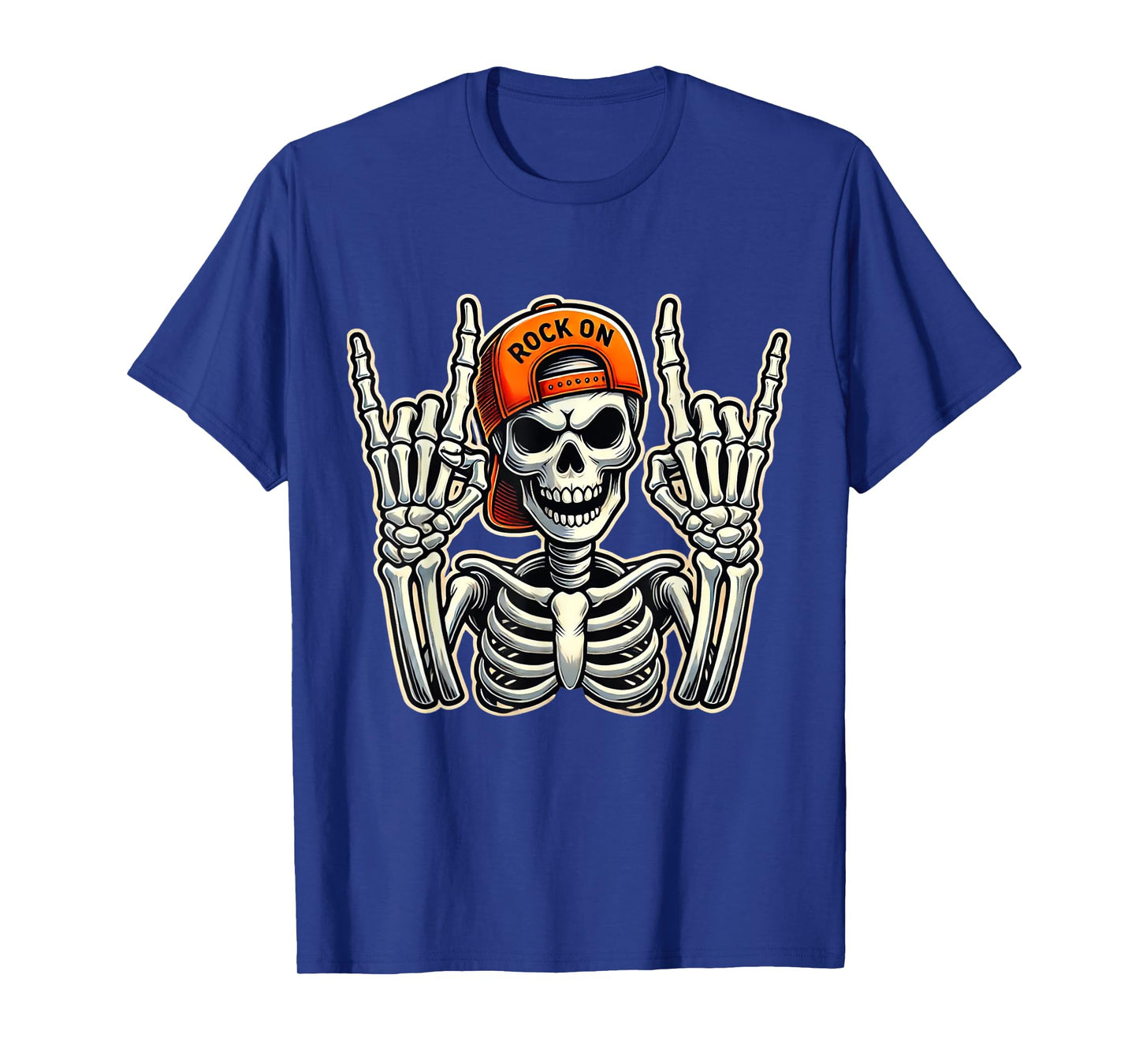 Cool Skeleton Rocker Skater Cap Halloween Punk Rock T-Shirt