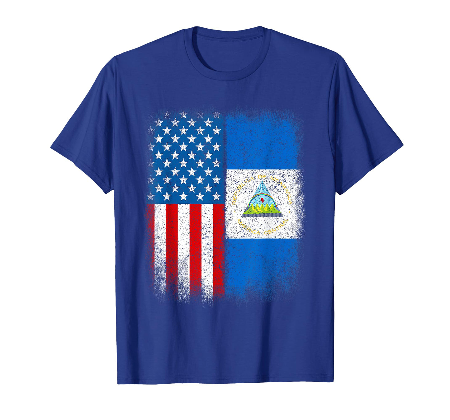 Vintage Half Nicaraguan American Flag Usa Nicaragua Country T-Shirt