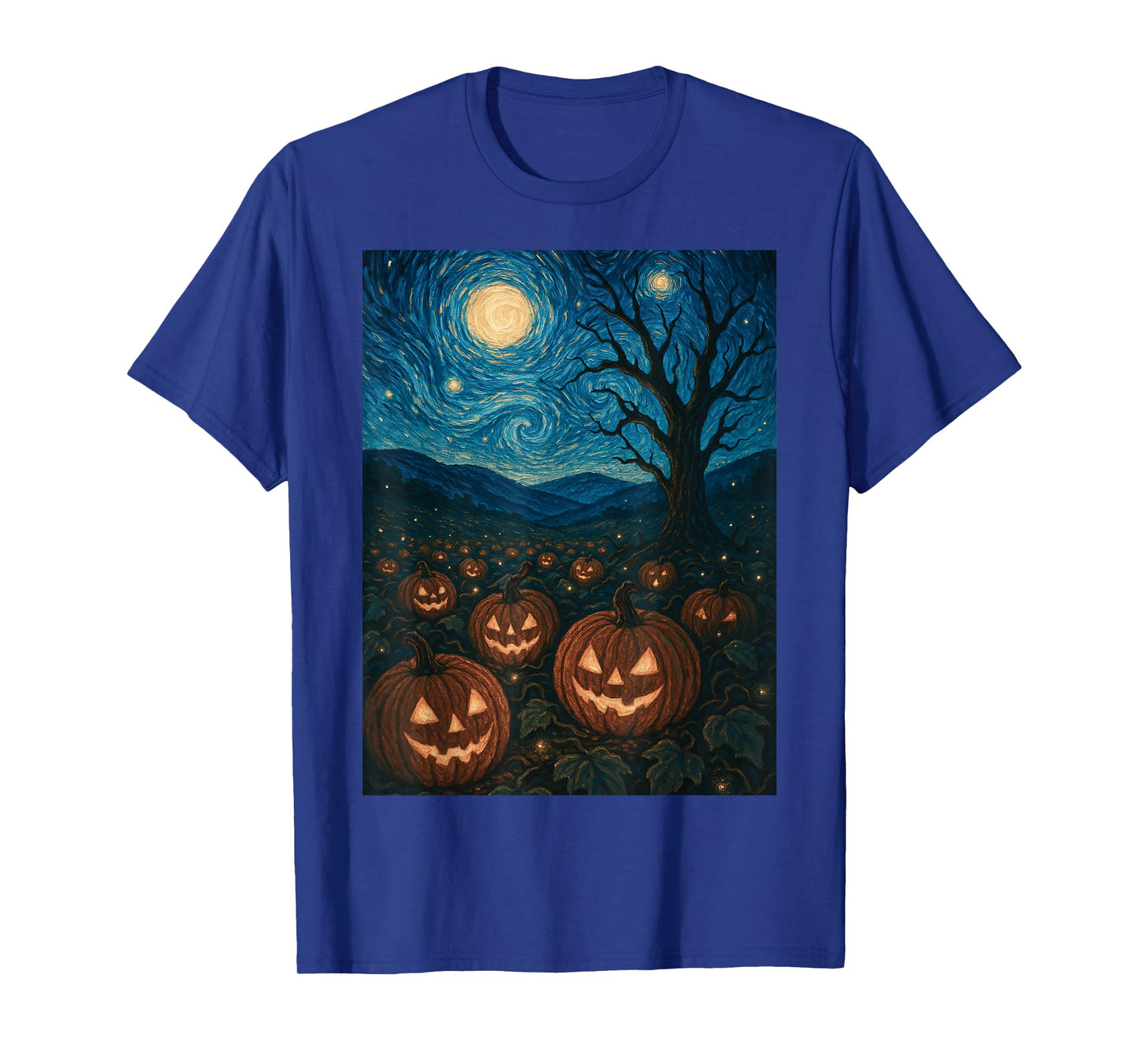 Starry Pumpkin Patch – Van Gogh Style Halloween Night Tee T-Shirt