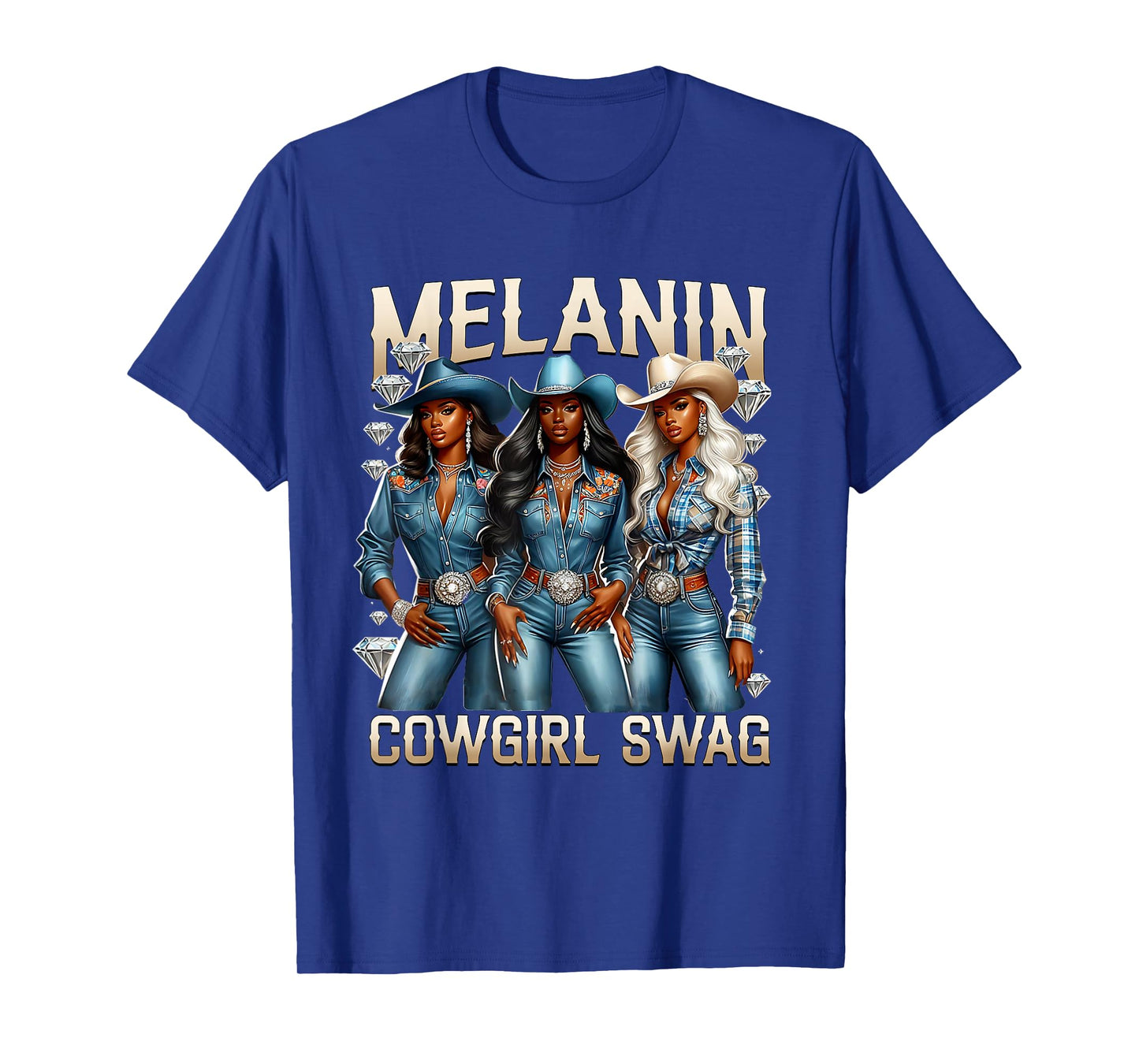 Black Cowgirl Swag Western Rodeo Melanin Denims and Diamond T-Shirt