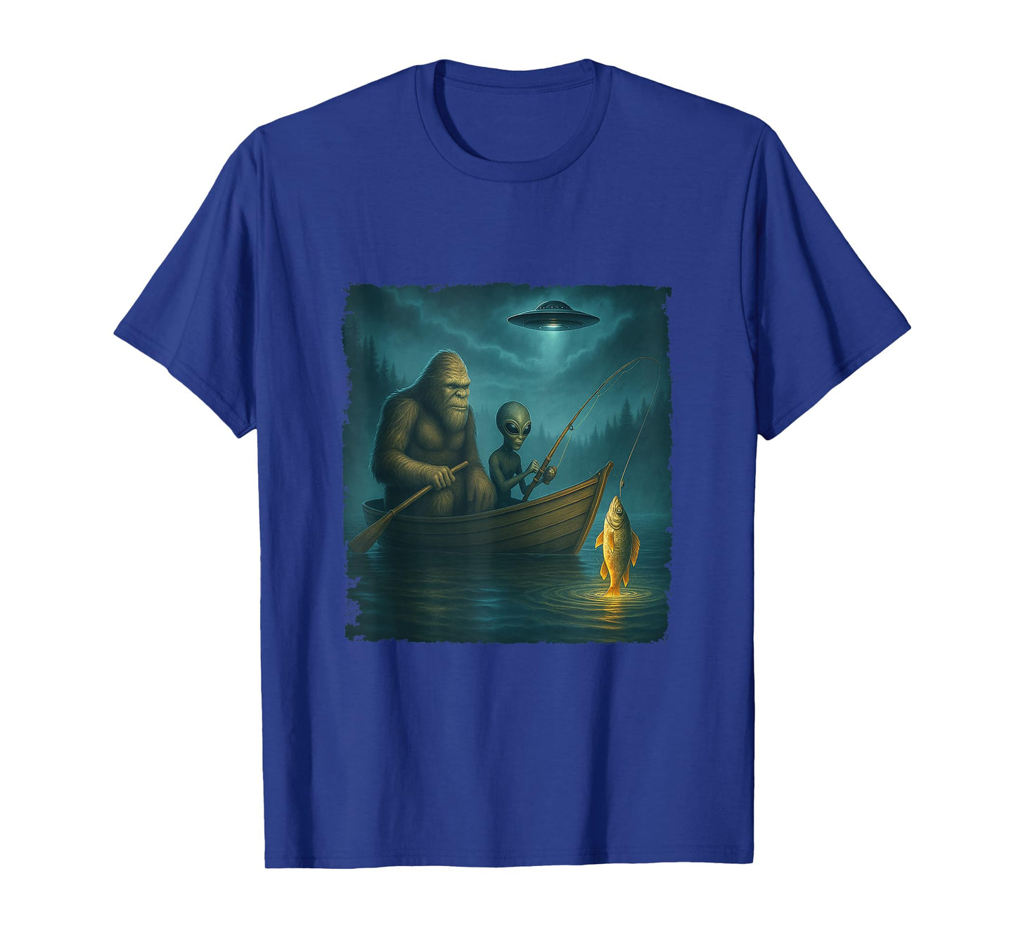 Bigfoot And Alien Fisher Funny Bigfoot Alien UFO Fishing Tank Top