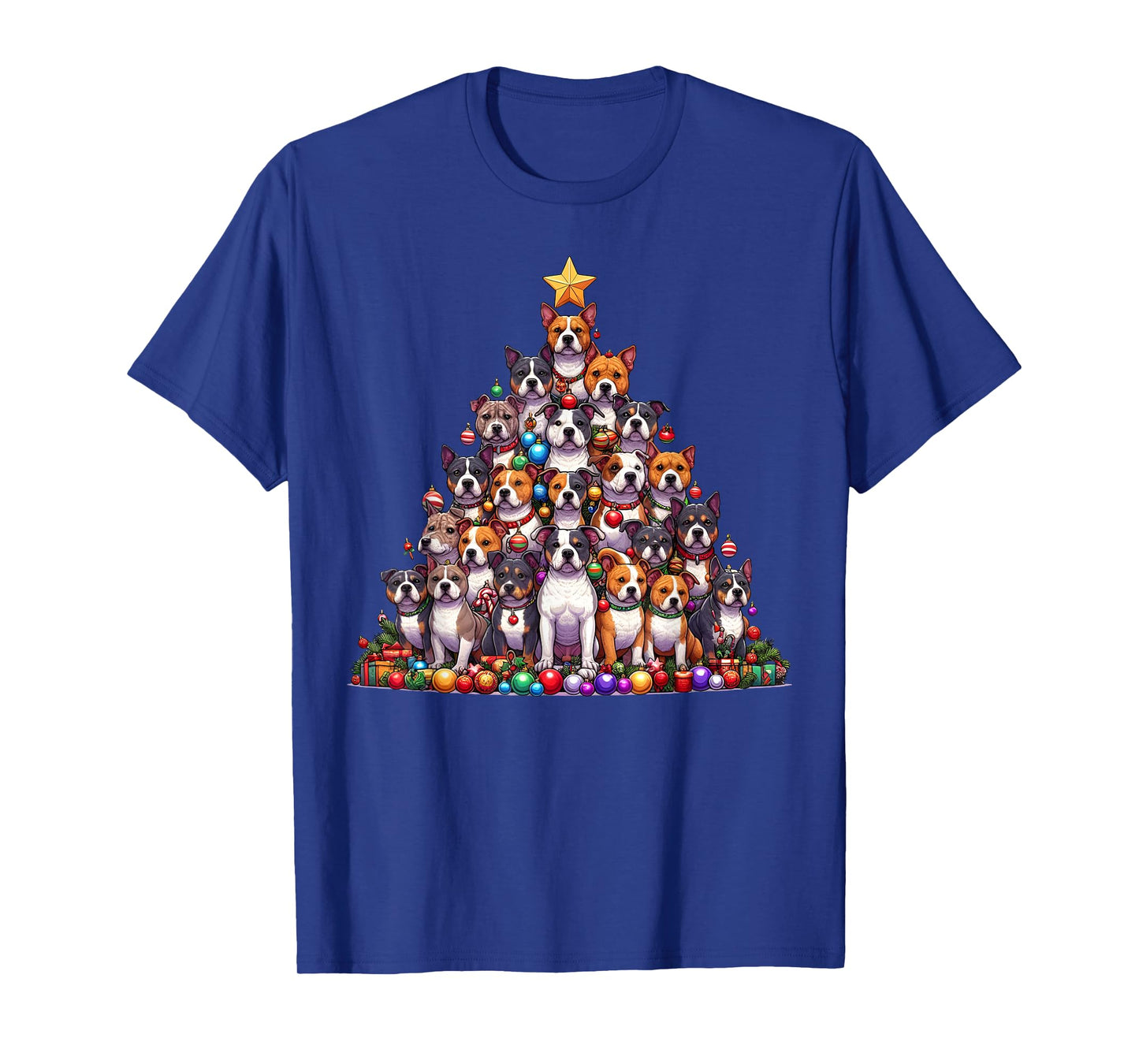 Cute American Staffordshire Terrier Christmas Tree Dog Kids T-Shirt