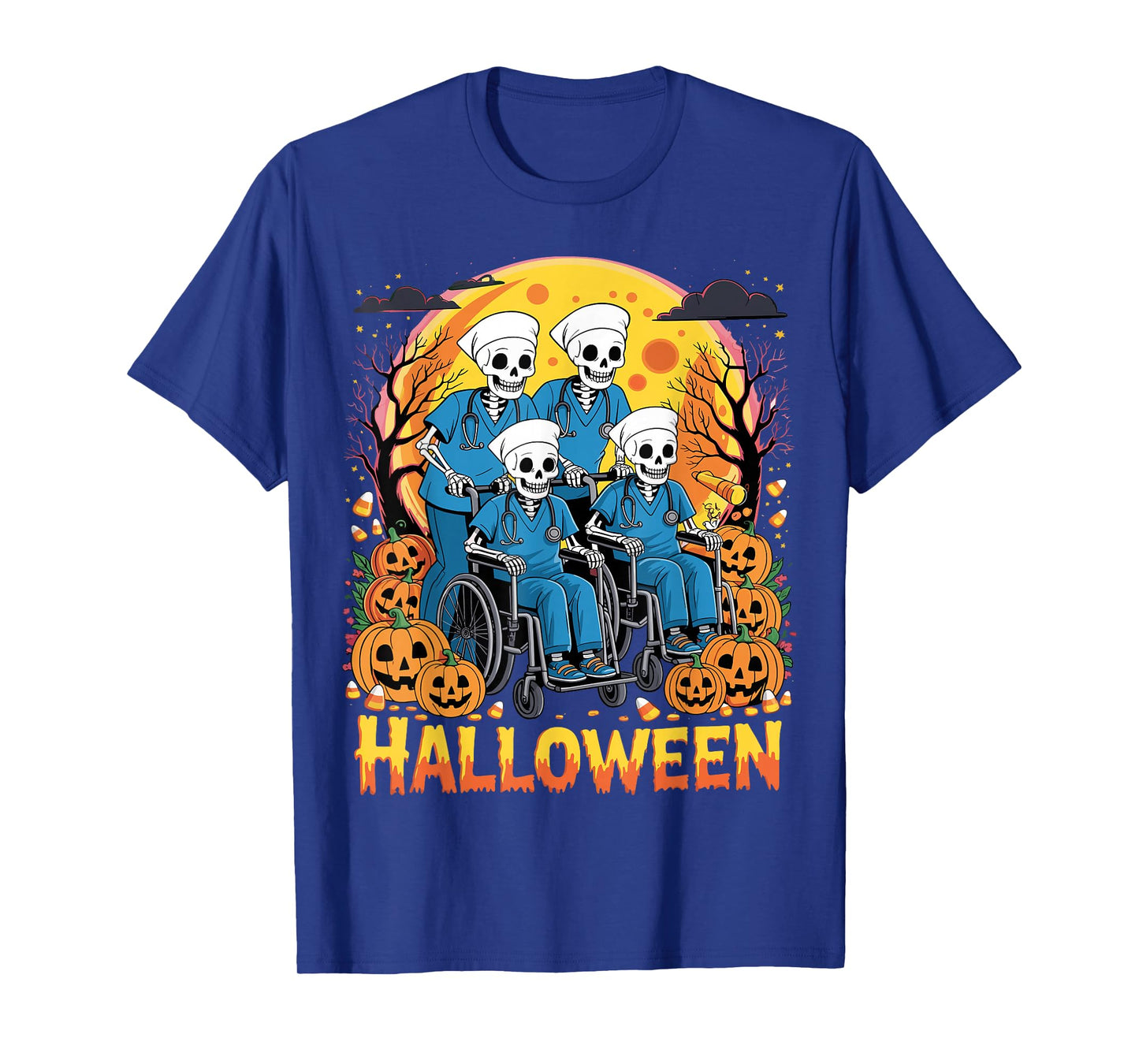 Nurse Skeletons Halloween Healthcare CNA Medical Crew T-Shirt