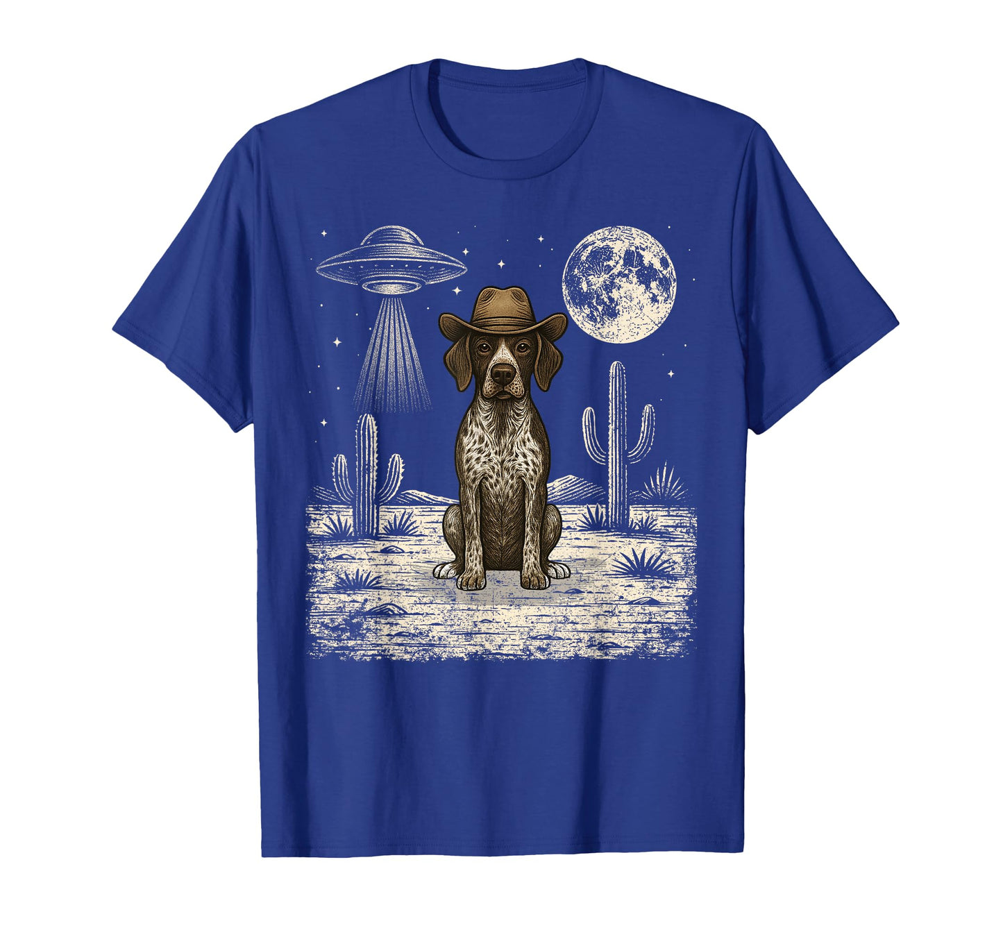 Funny German Shorthaired Pointer Cowboy Western Dog UFO T-Shirt
