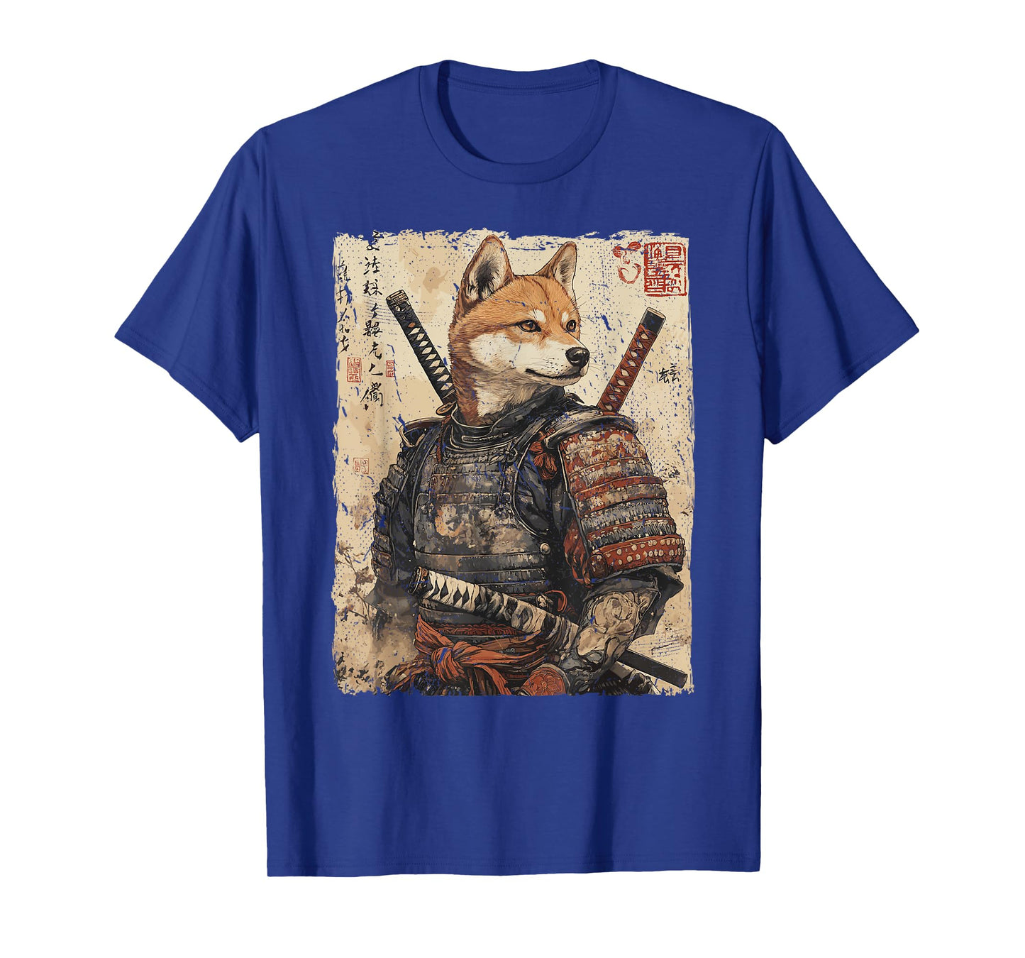 Samurai Dog Warrior Japanese Ukiyo-e Artwork Dog Samurai T-Shirt for Men Women Kids