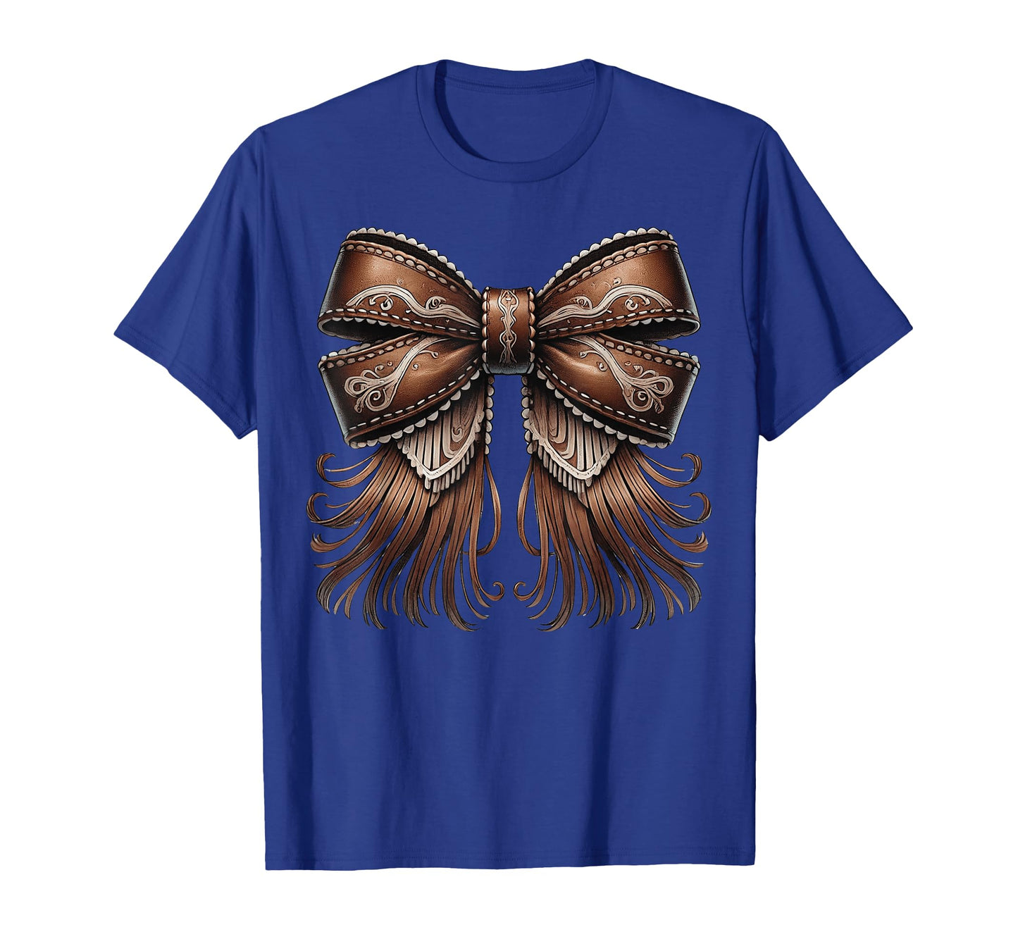 Western Cowgirl Leather Fringe Bow Rodeo Country Coquette T-Shirt