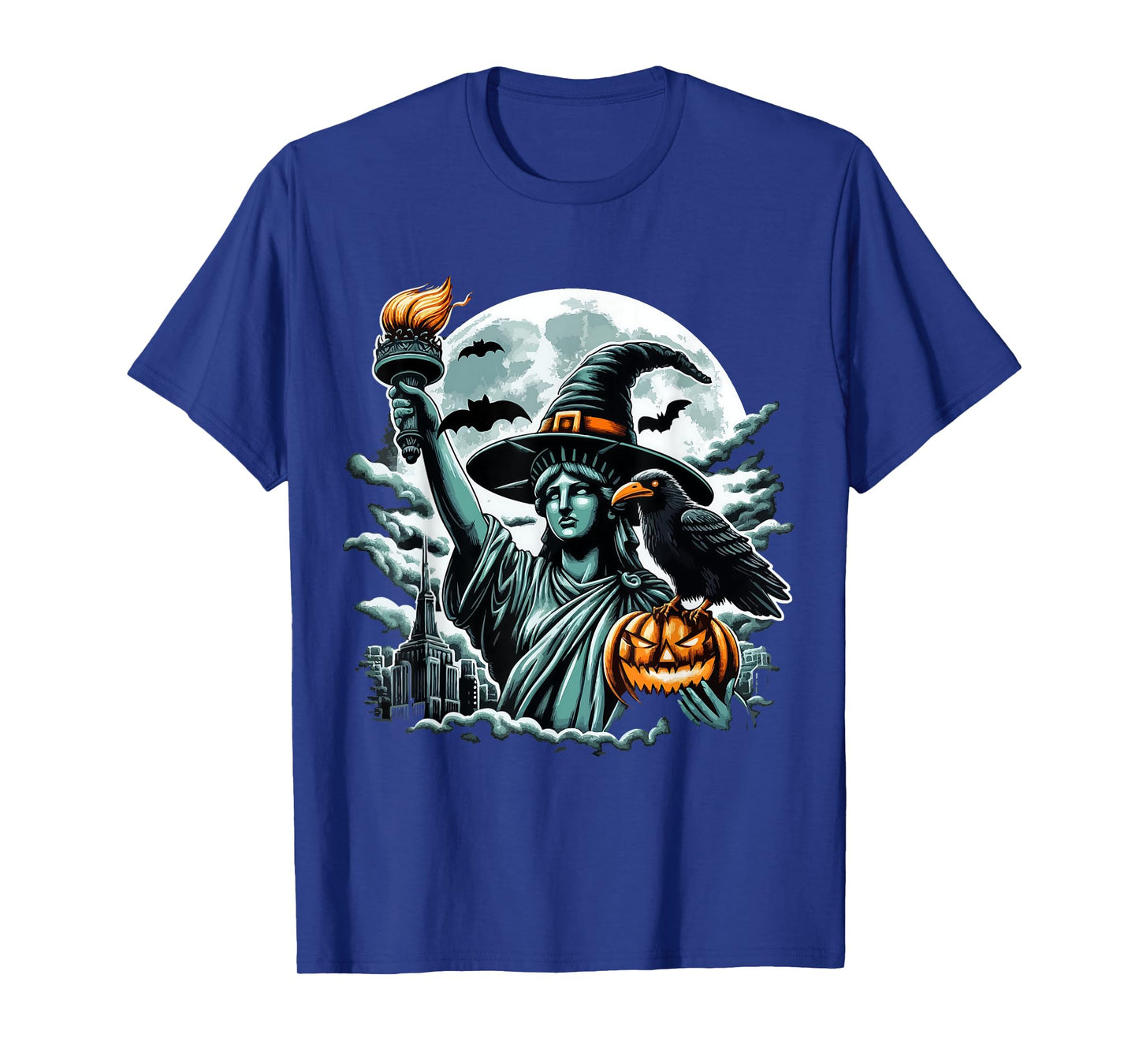 Statue of Liberty Witch Hat Halloween Spooky Feminist Funny T-Shirt