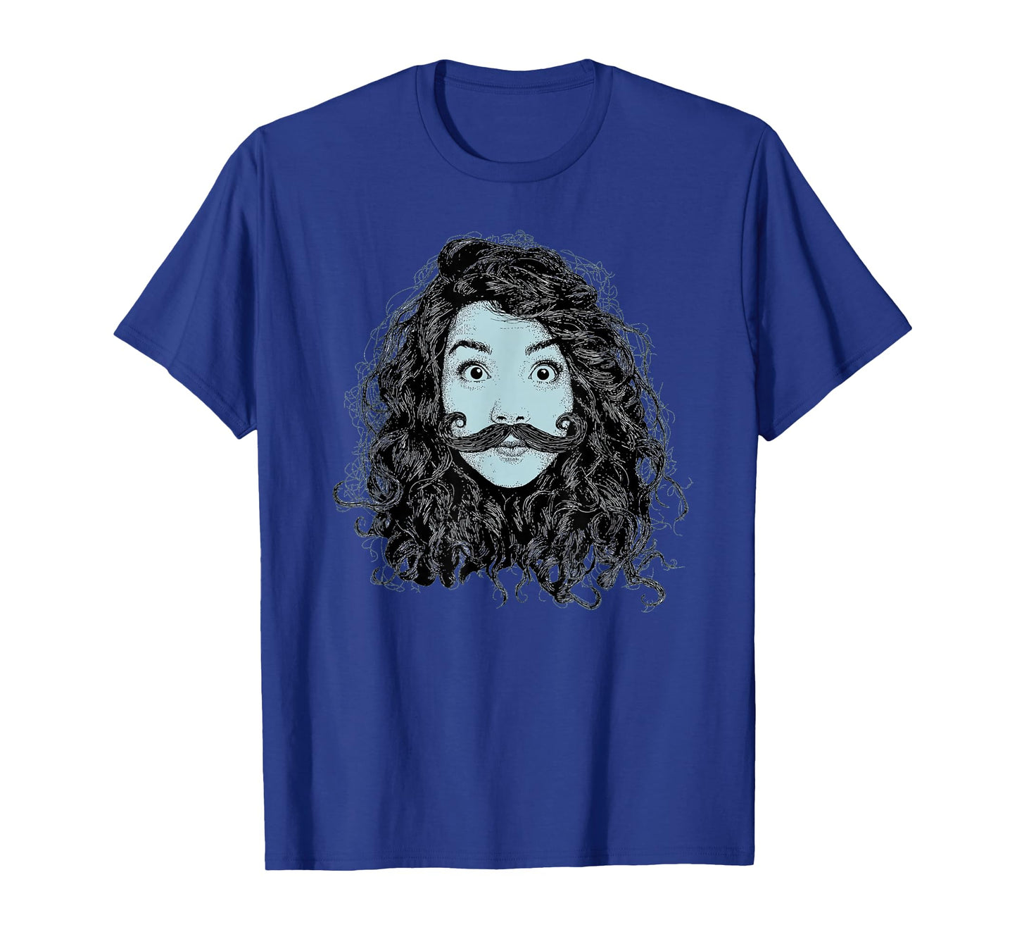 Amazing Girl Face for Mustache Beard Lovers T-Shirt