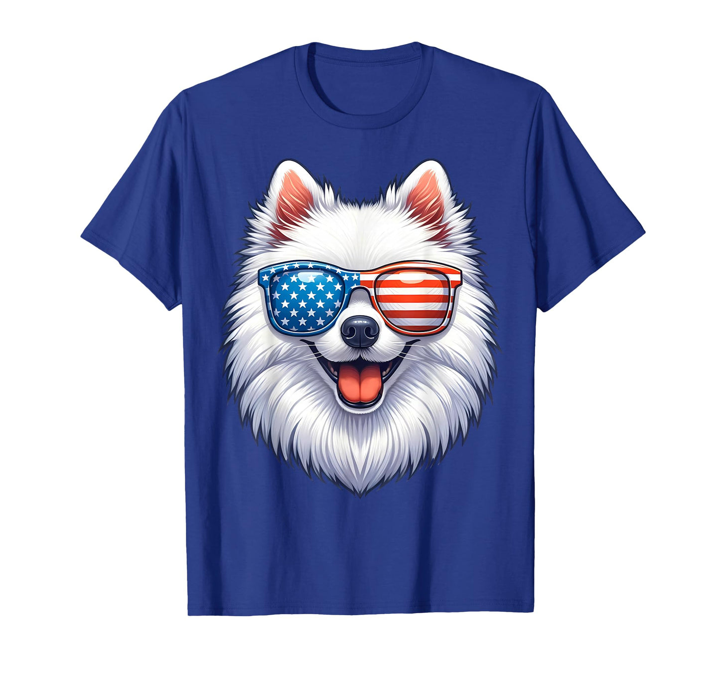 American Eskimo Dog USA Flag Funny Patriotic T-Shirt