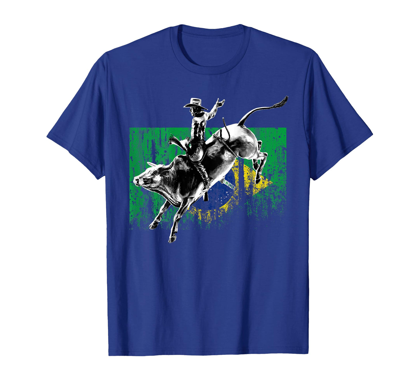 Rodeo Bull Rider Patriotic Flag of Brazil Cowboys T-Shirt