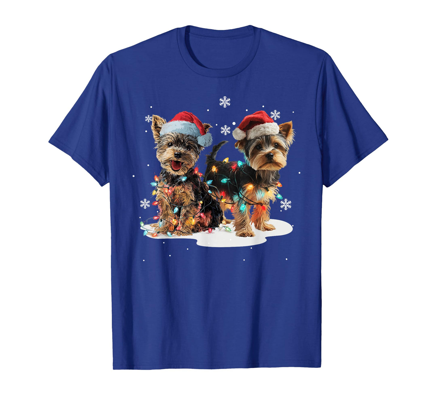 Cute Yorkshire Dog Christmas Lights Xmas Holidays T-Shirt