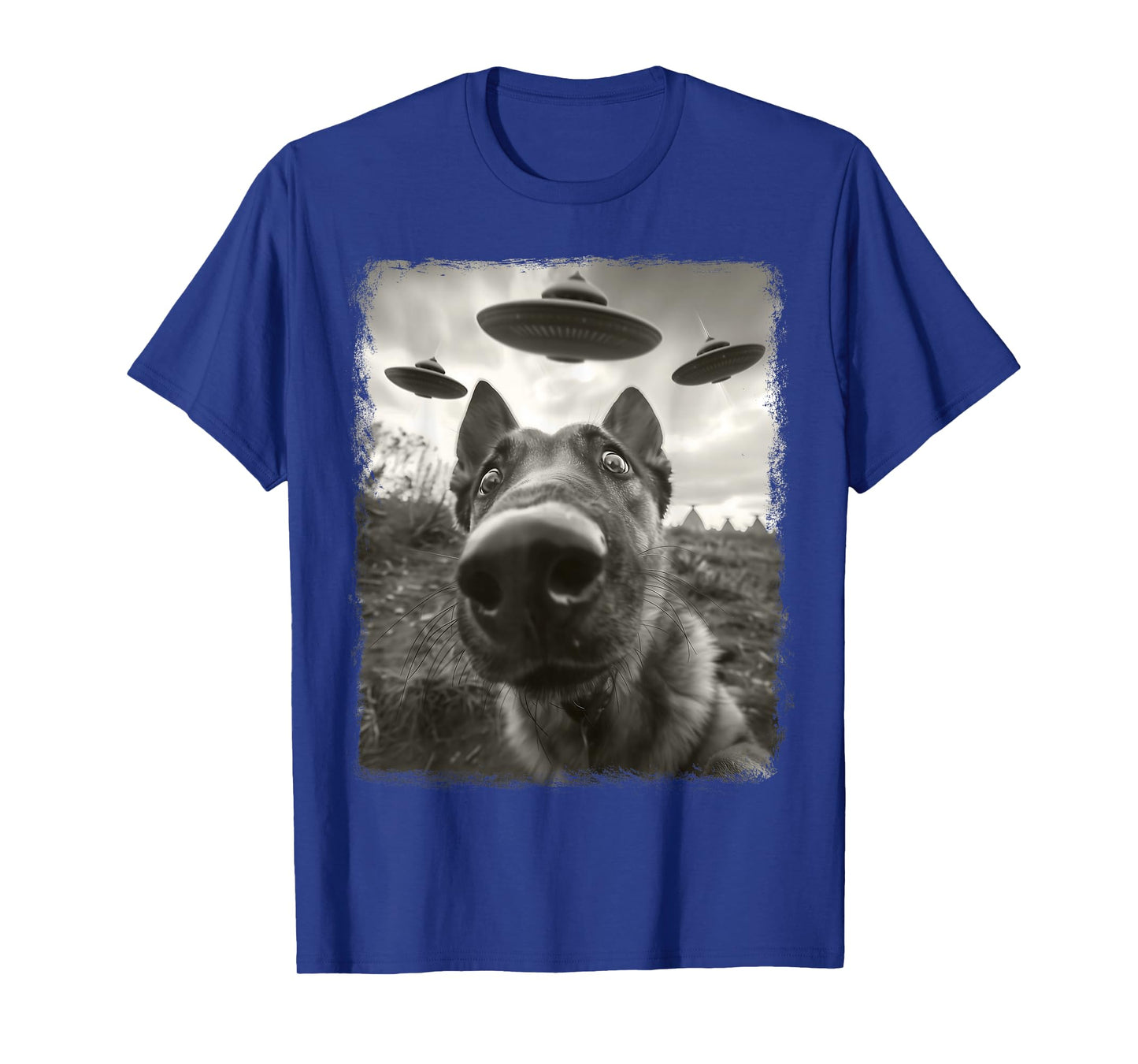 German Shepherd Dog UFO Alien Extraterrestrial Selfie T-Shirt
