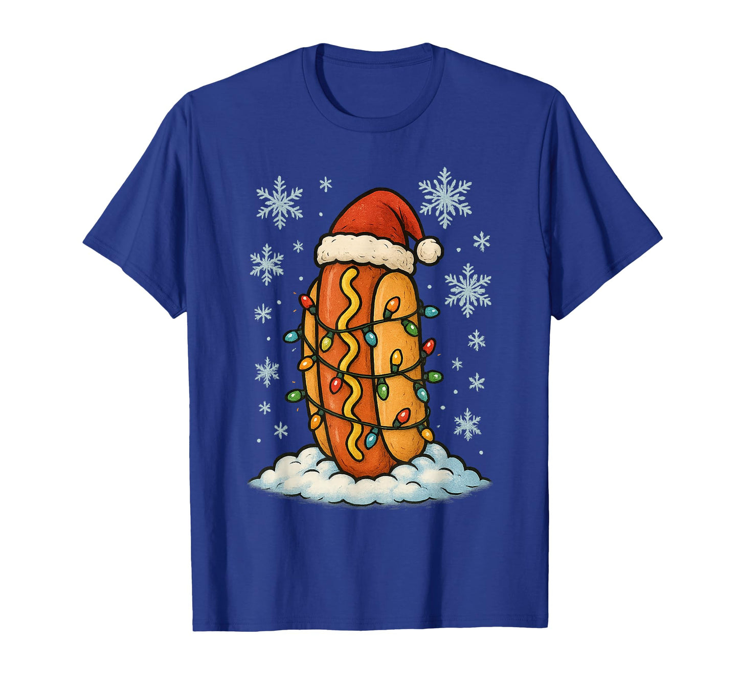 Fun Christmas Lights Wrapped On Hotdog Fun Holiday Lover T-Shirt