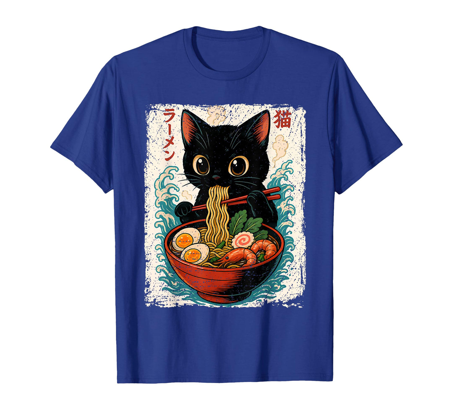 Kawaii Cat Eating Ramen Anime Japanese Noodles Cat Lover T-Shirt