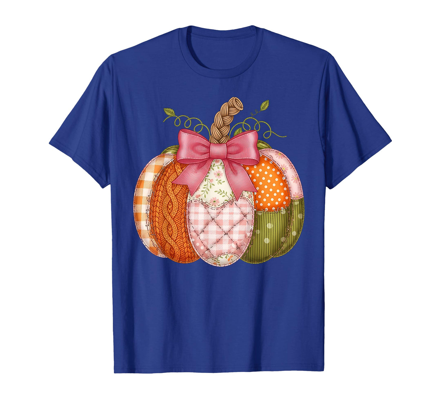 Pumpkin Patchwork Retro Boho Floral Fall T-Shirt