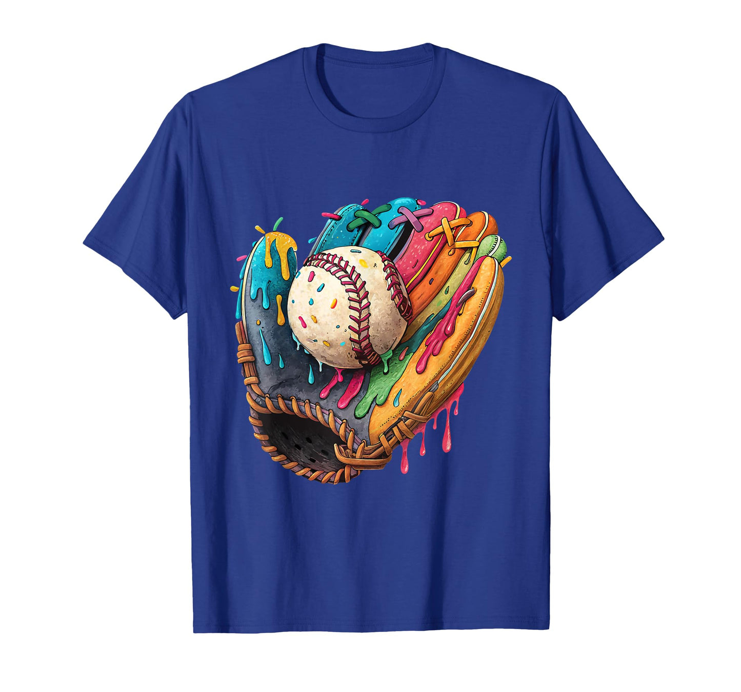 Baseball Drip Ice Cream Sprinkles Colorful Baseball Glove T-Shirt