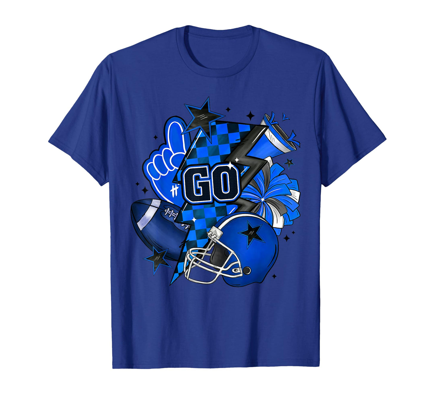 Game Day Cheer Blue Coquette Bow Touchdown Season Football T-Shirt