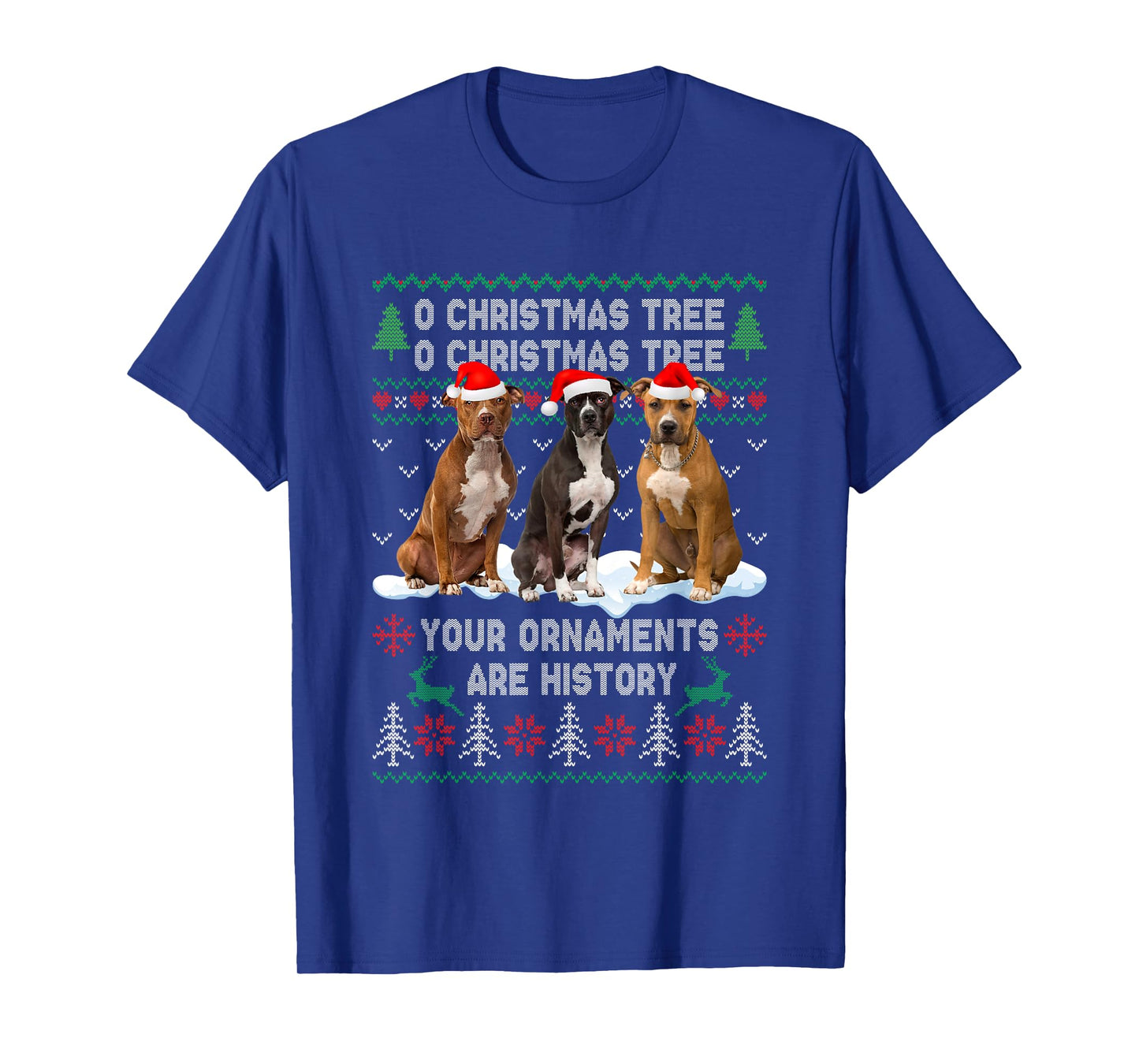 Cute Pitbull Dog Oh Christmas Tree Ugly Xmas T-Shirt