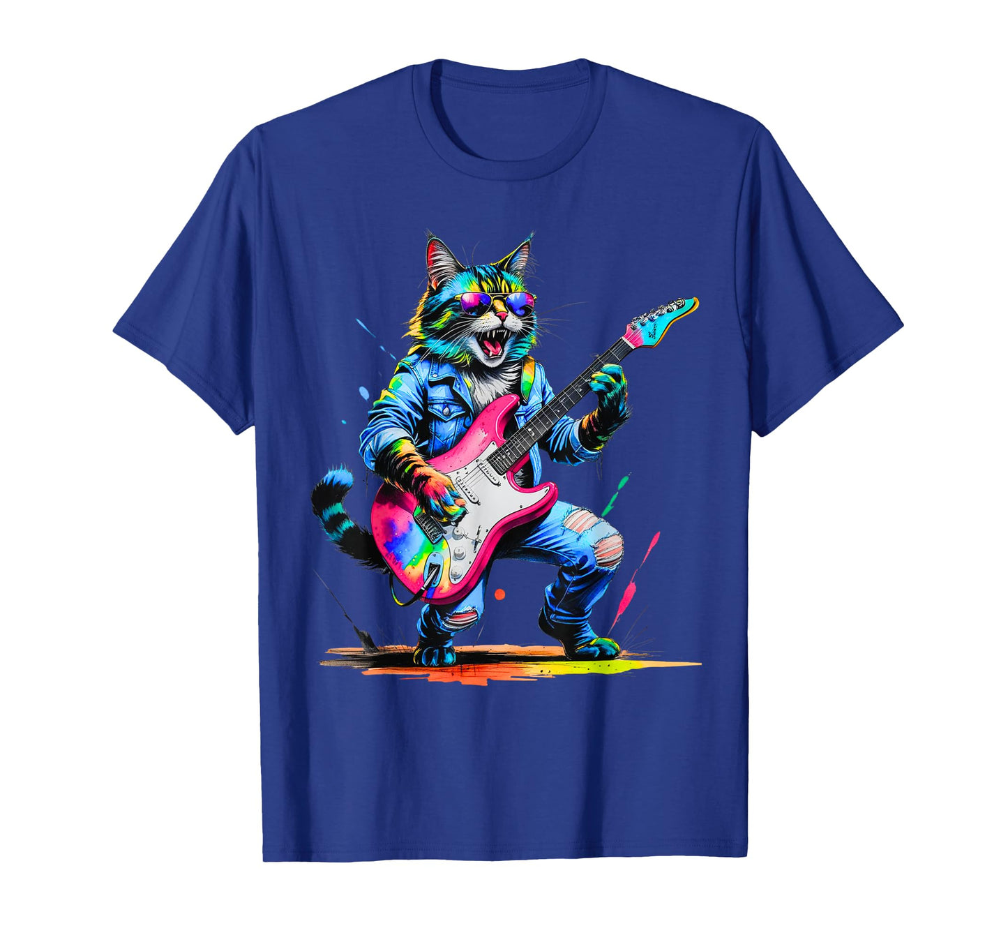 Pawsome Funny Cat Playing Guitar Rock Star Cat Lover T-Shirt