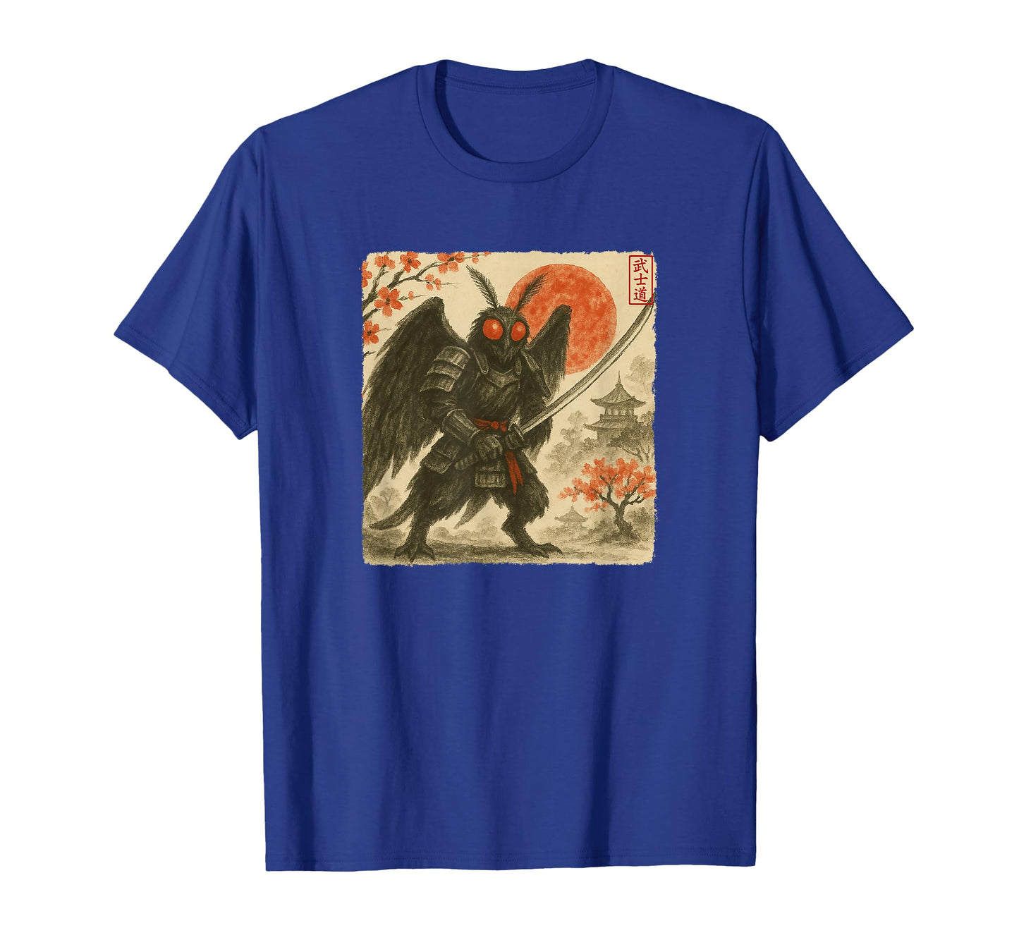 Mothman Samurai Japanese Warrior Costume Sumi-e Art Funny T-Shirt