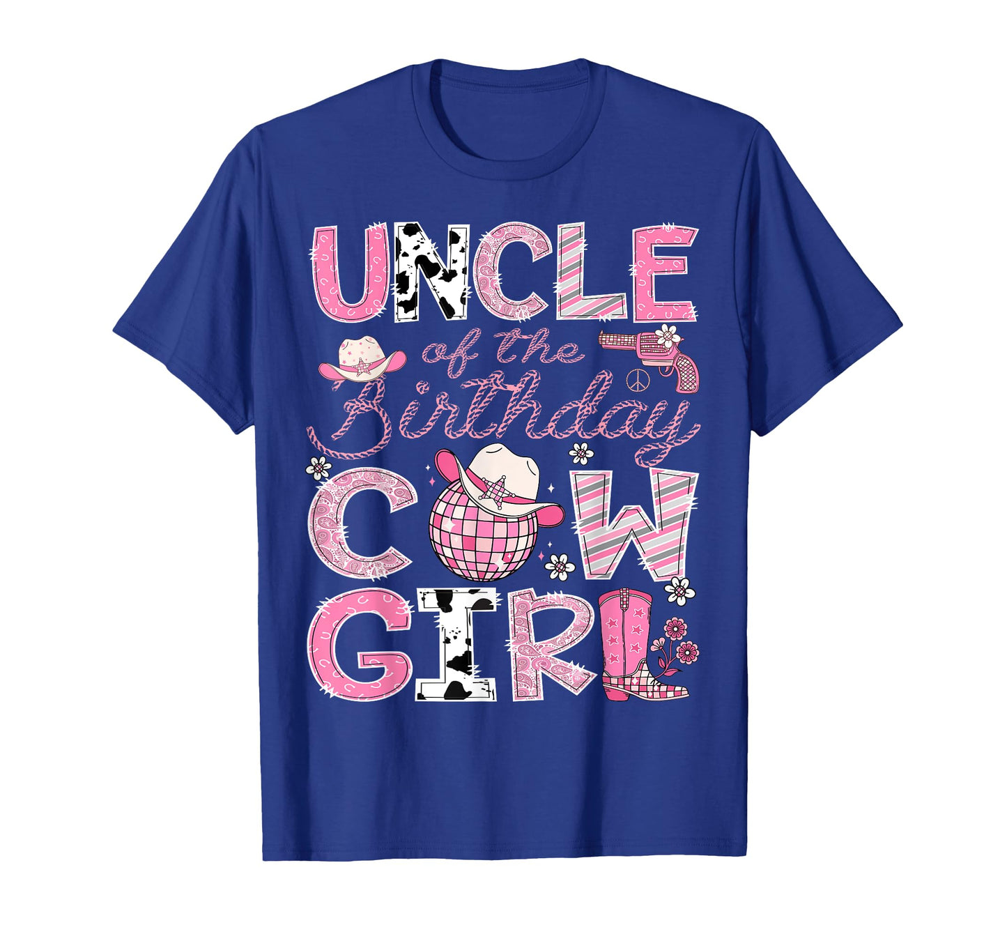 Uncle Of The Birthday CowGirl Pink Rodeo Disco T-Shirt
