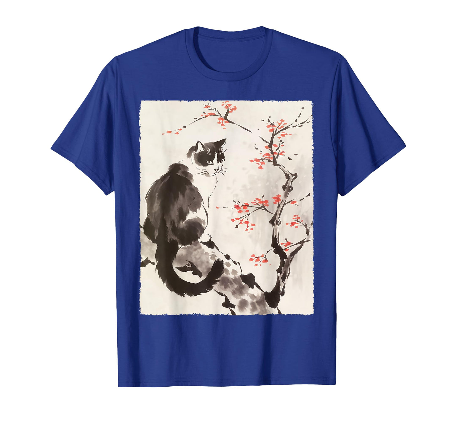 Cat Japanese Art Sakura Cherry Blossom Gifts For Men Women T-Shirt