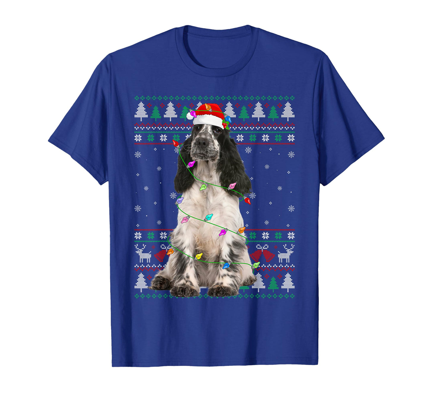 English Springer Spaniel Dog Christmas Ugly Sweater Dog Xmas T-Shirt