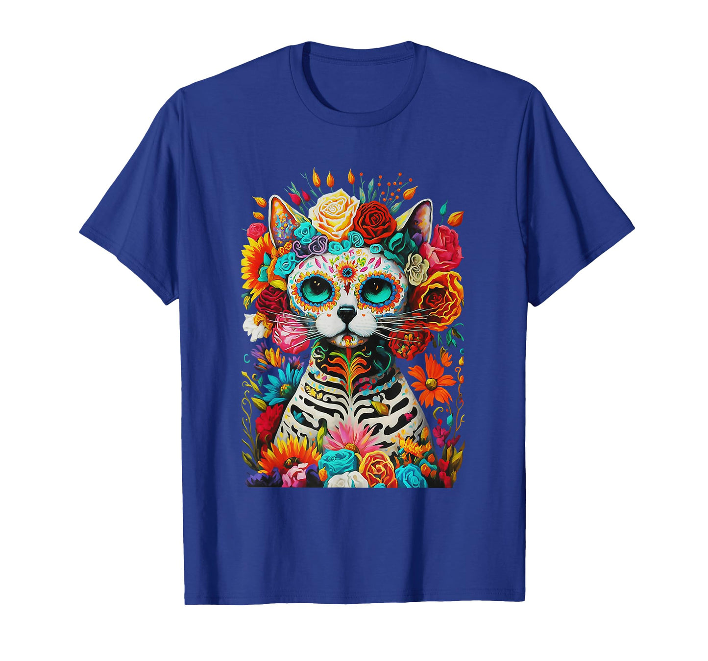 Sugar Skull Cat De Los Muertos La Catrina Day Of The Dead T-Shirt for Men Women Kids