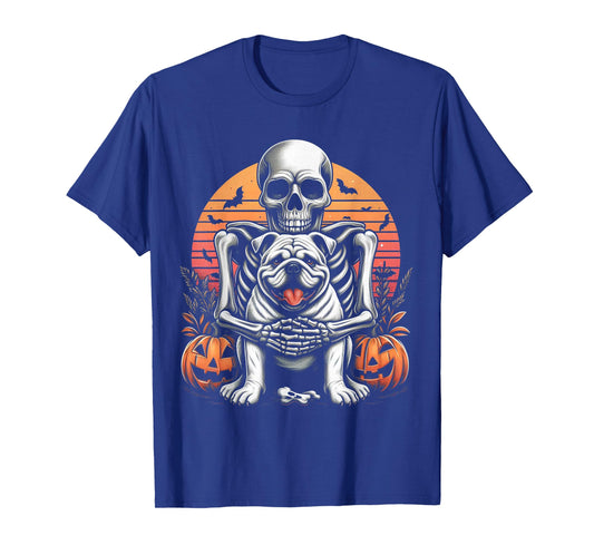 English Bulldog Skeleton Pumpkin Thanksgiving T-Shirt