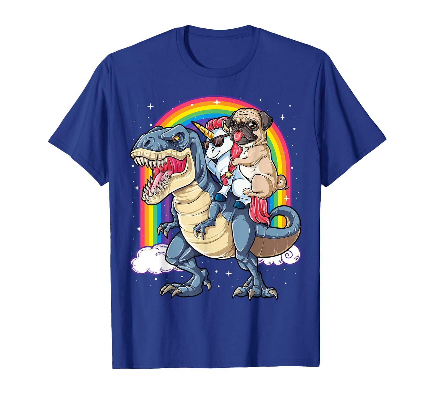 Pug Unicorn Dinosaur T rex T shirt Kids Girls Women Rainbow T-Shirt