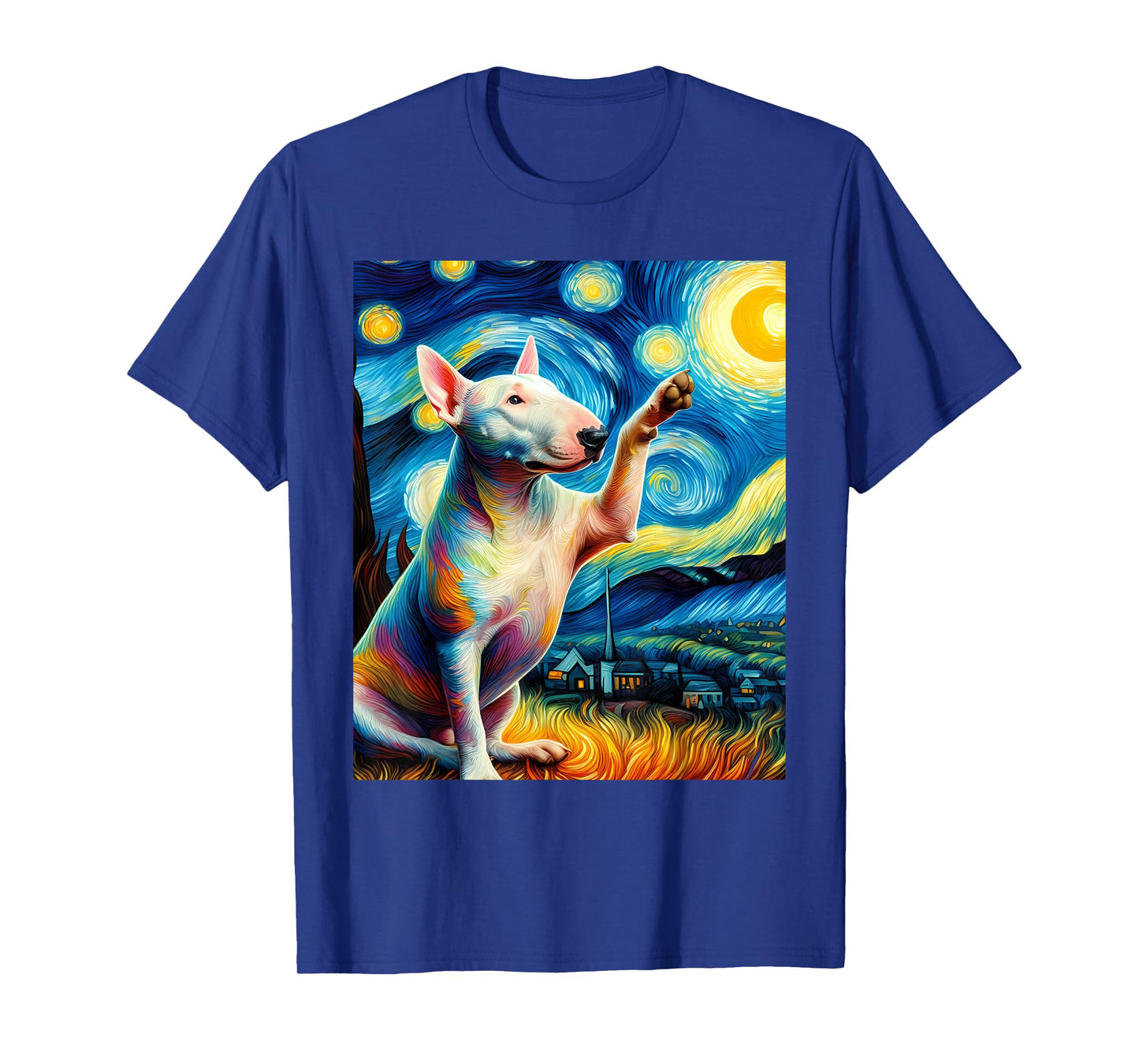 American Bull Terrier Dog Starry Night Painting T-Shirt